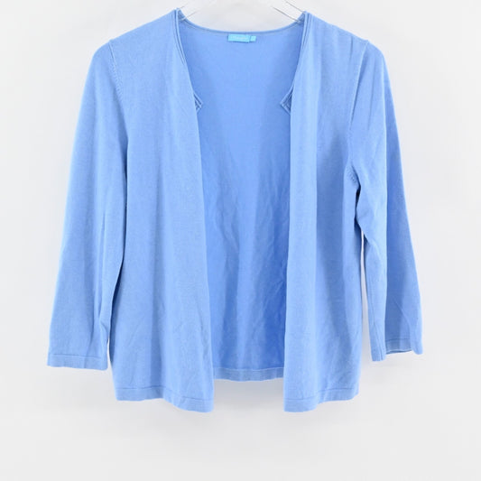 J MCLAUGHLIN Cardigan Sweater Womens Size M Solid Blue Cotton Modal Blend Knit