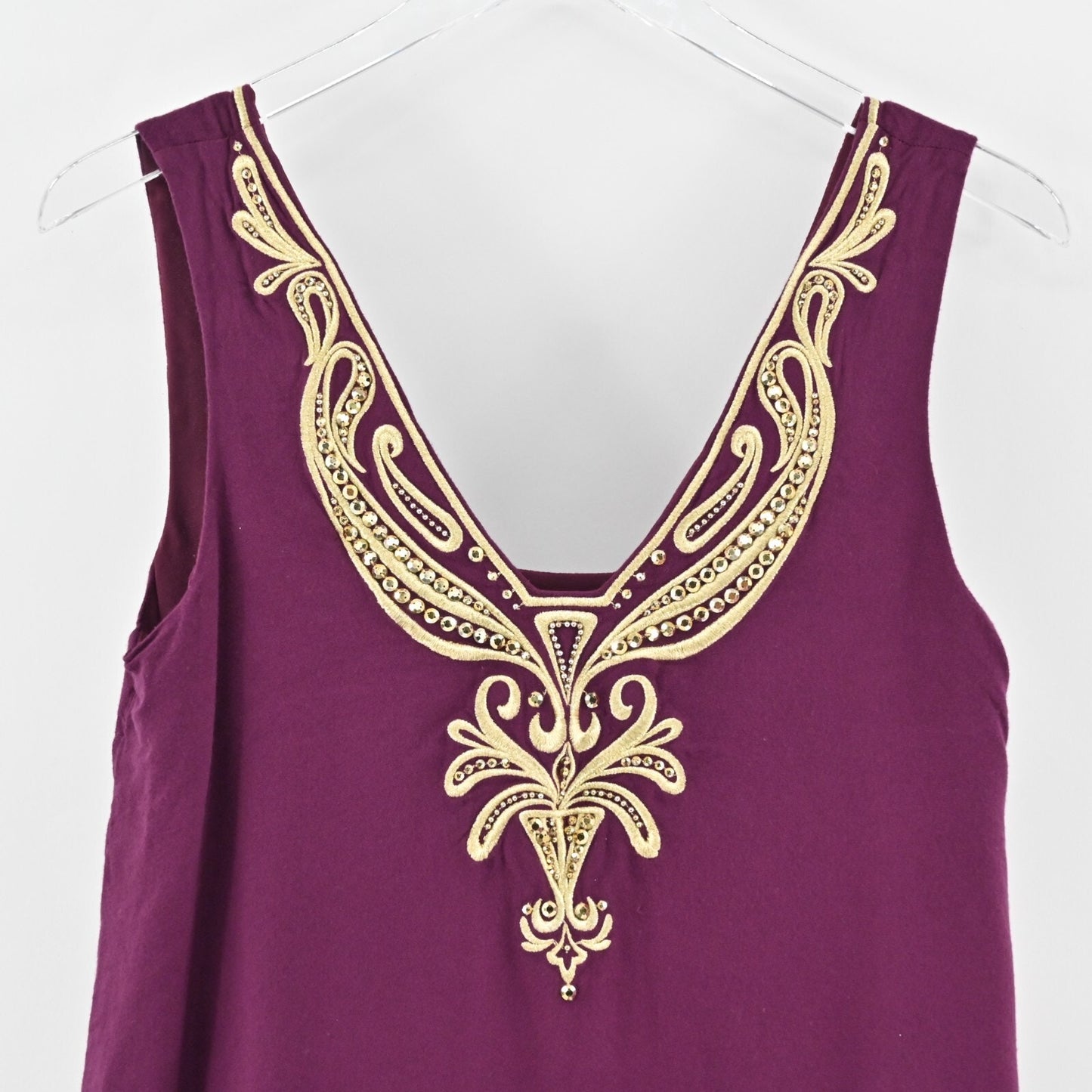 LILLY PULITZER Owen Shiraz Top Womens Size S Sleeveless VNeck Embroidered Blouse