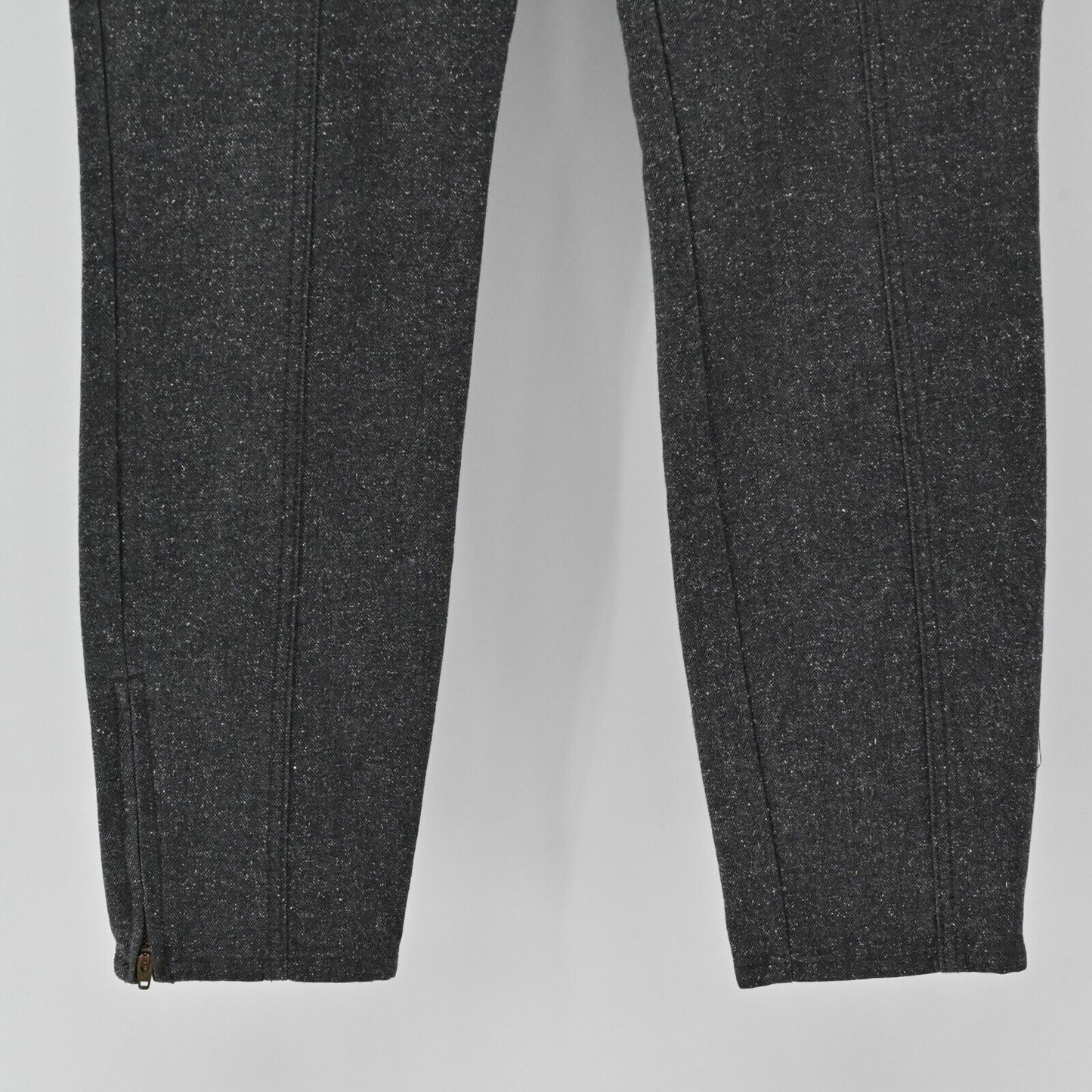 J CREW Pants Womens Size 4 Stretch Skinny Herringbone Grey Ankle Zip Academia