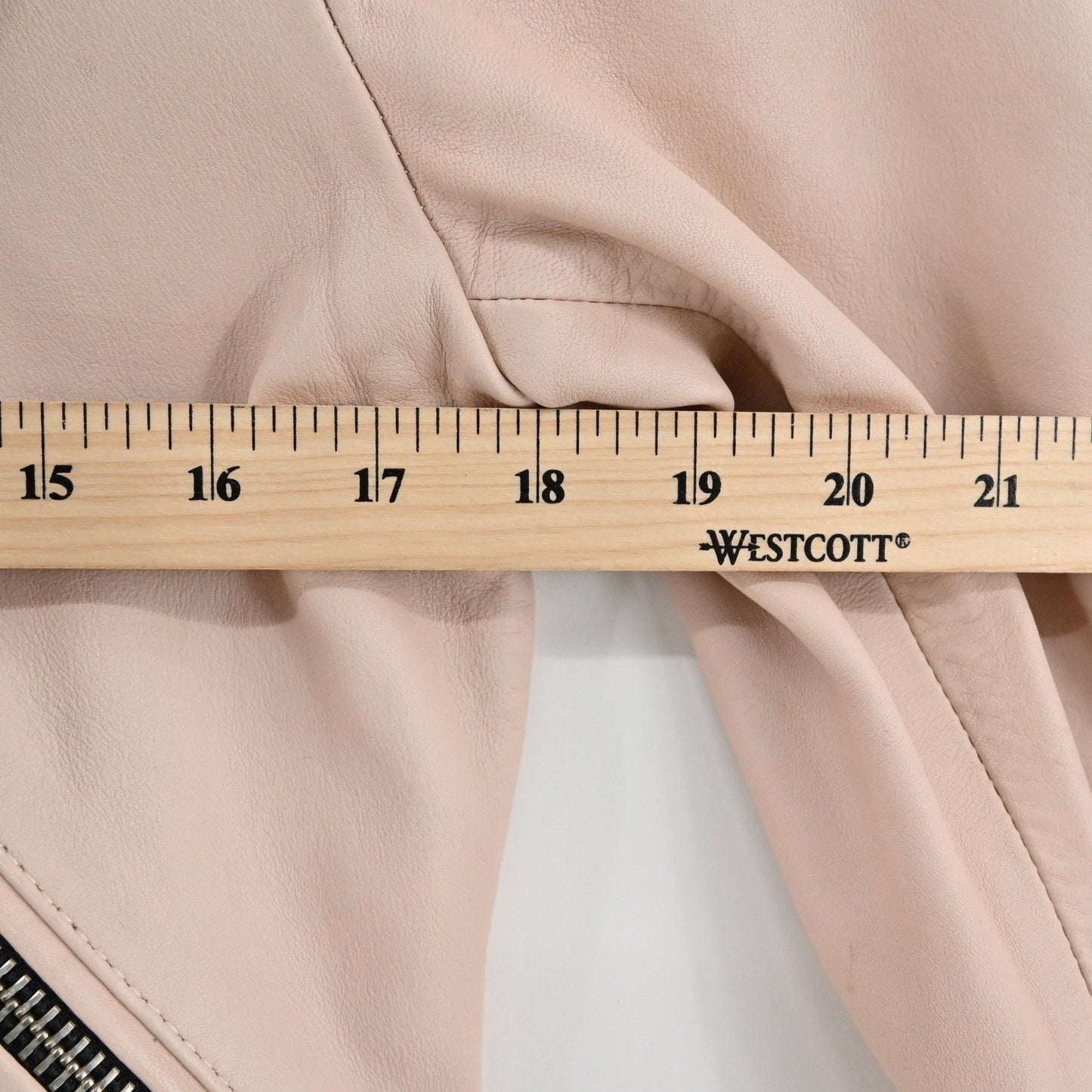 AllSaints Balfern Leather Biker Jacket Size 4 Beige Pink Lamb Rocker Edgy Moto