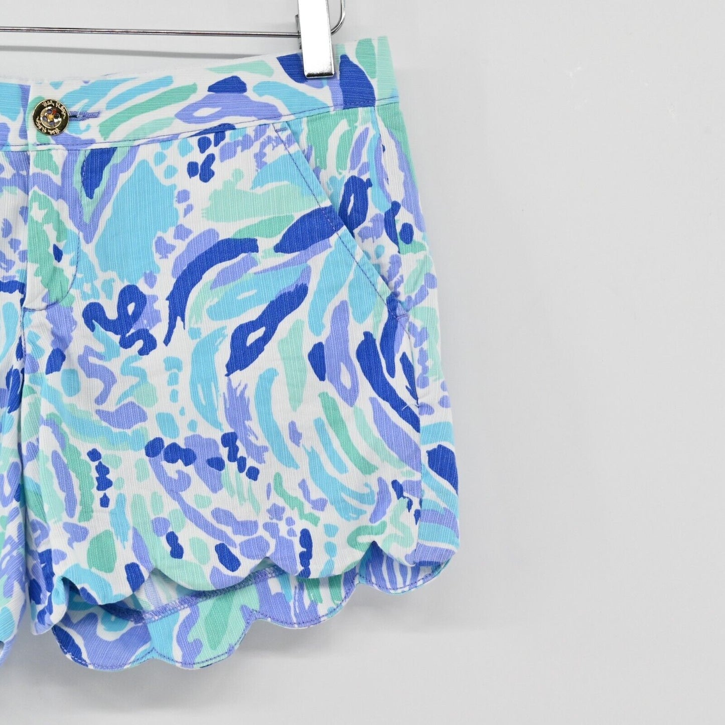 LILLY PULITZER Shorts Womens Size 0 Buttercup Scalloped 5" Lilac Nice Ink Print