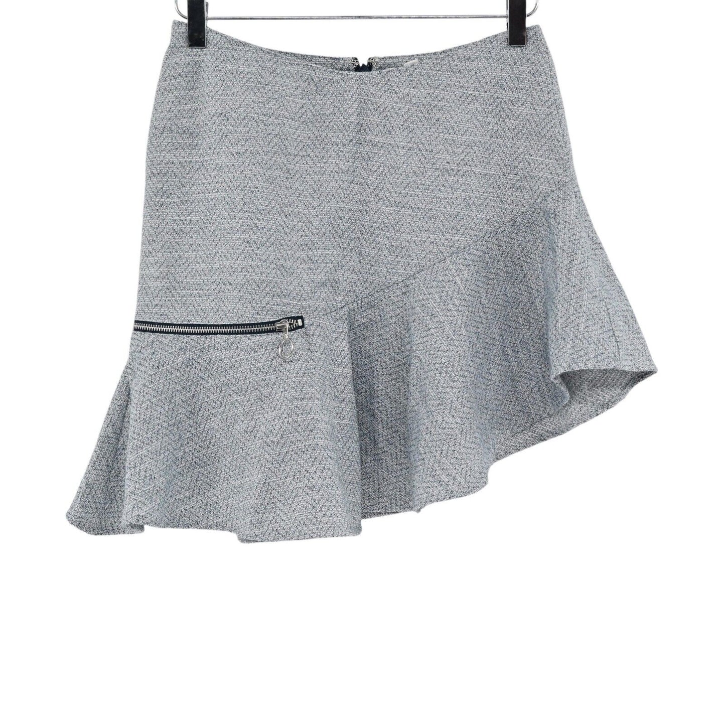 CHELSEA and WALKER Skirt Womens Size 4 Asymmetric Zipper Detail Tweed Mini