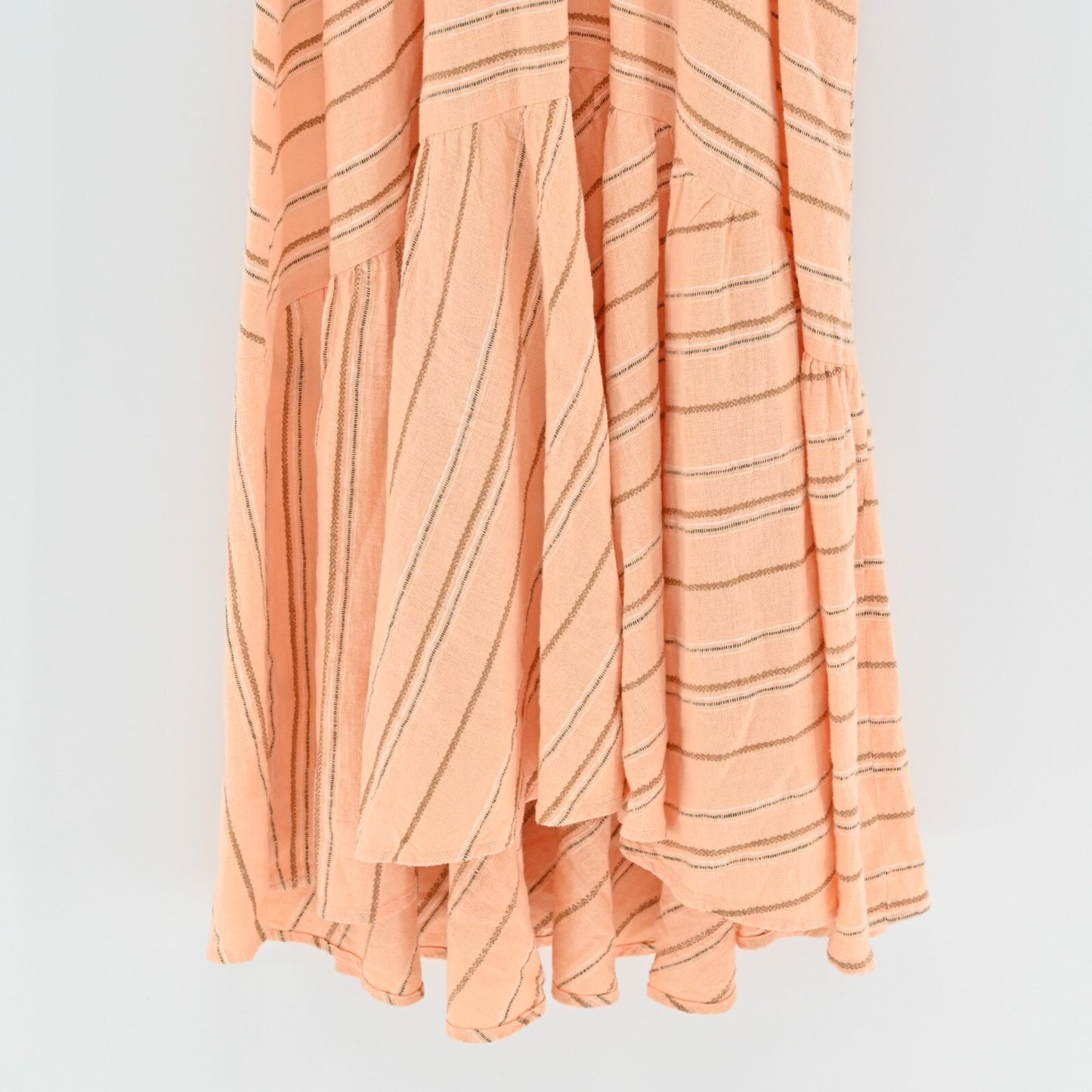 CALVIN KLEIN Dress Sz 2 Orange Linen Cotton Striped Belted Maxi V Neck Vacation