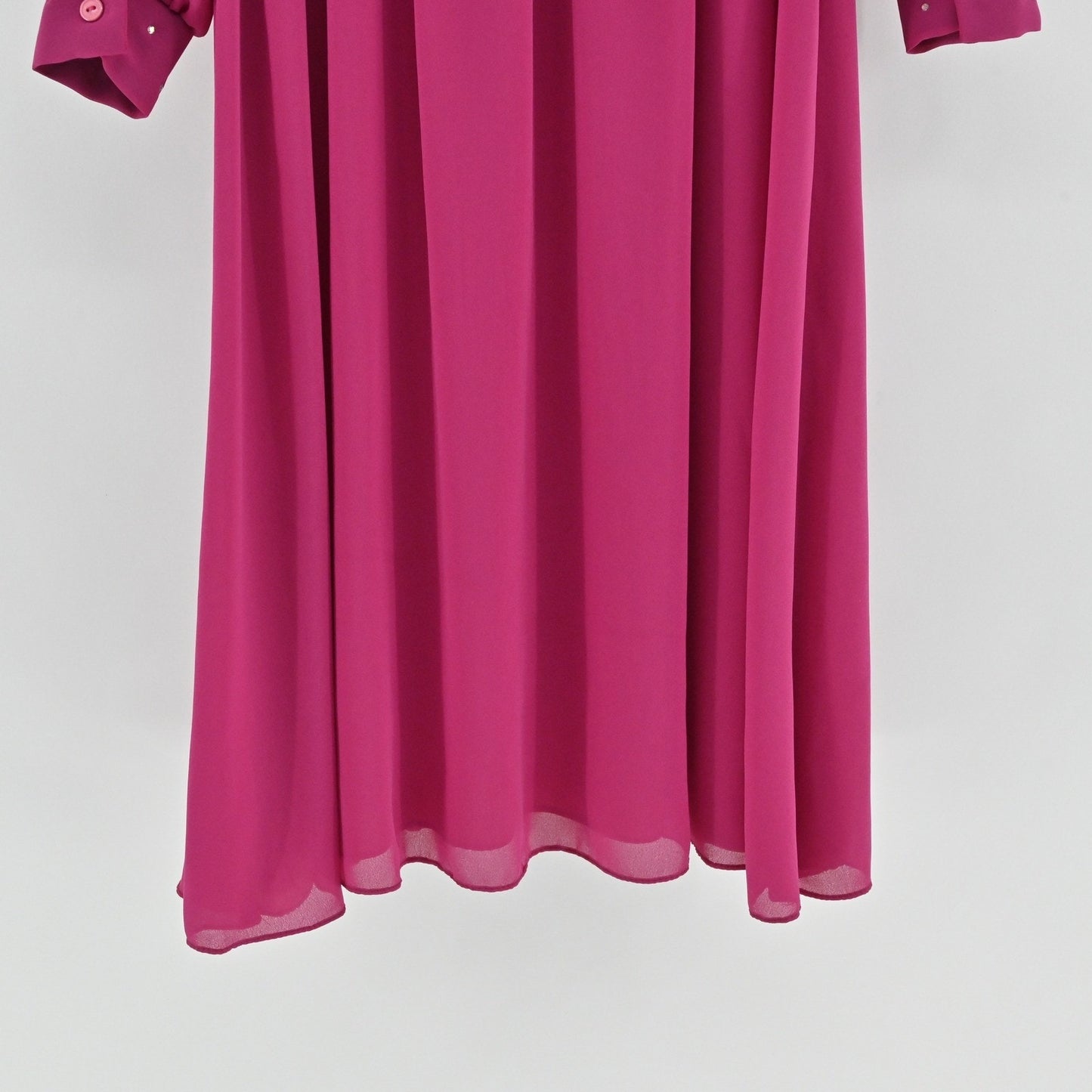 Vintage 70s 80s Blouson Evening Midi Dress Sz 10 Pink Beaded Sequin Puff Sleeve