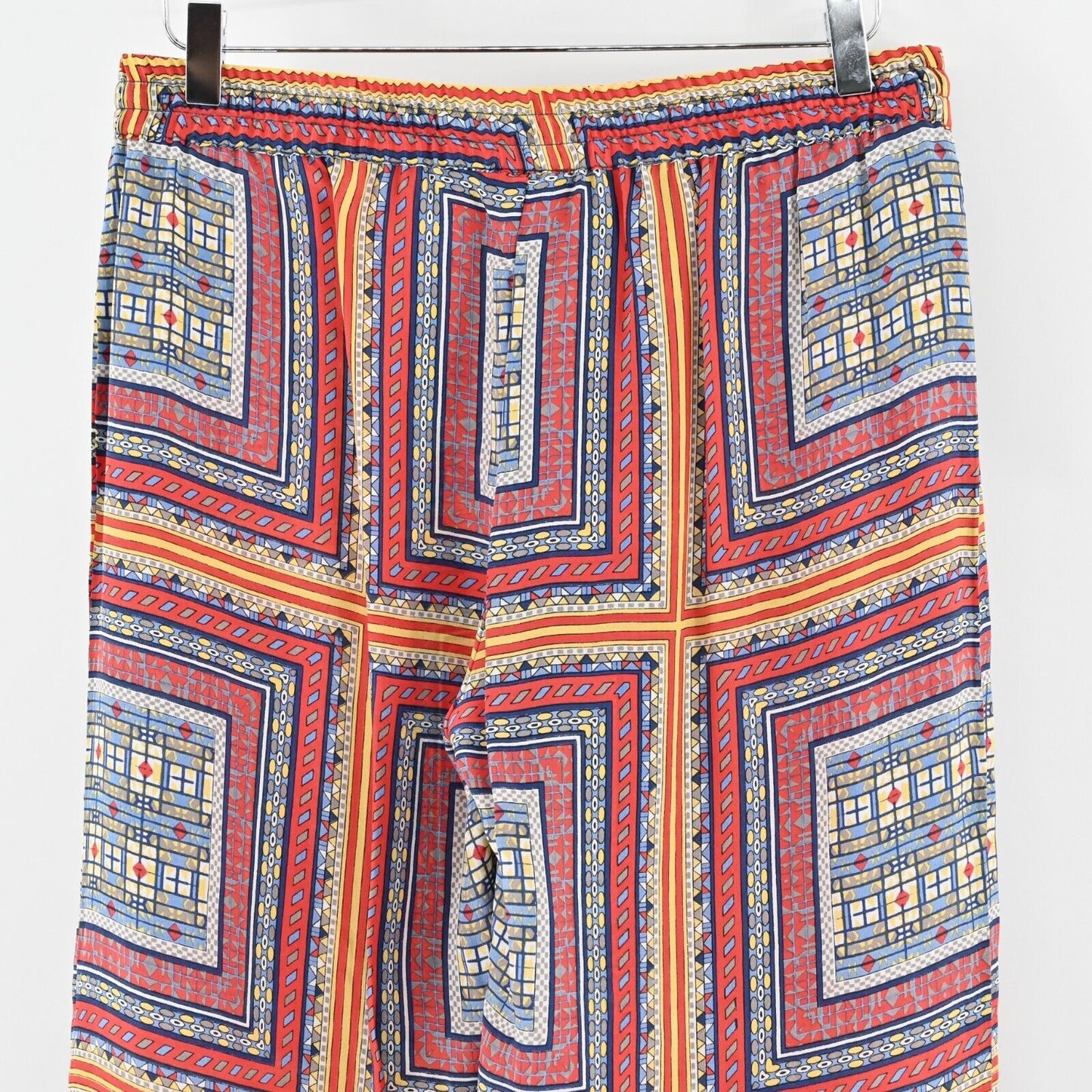 TOLANI Pants Womens Sz M Palazzo Silk Multicolor Square Flowy Wide Leg High Rise