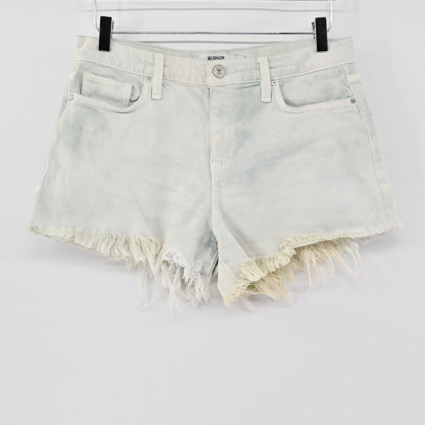 HUDSON Shorts Womens Size 29 Light Wash Denim Gemma High Rise Distressed Cut Off