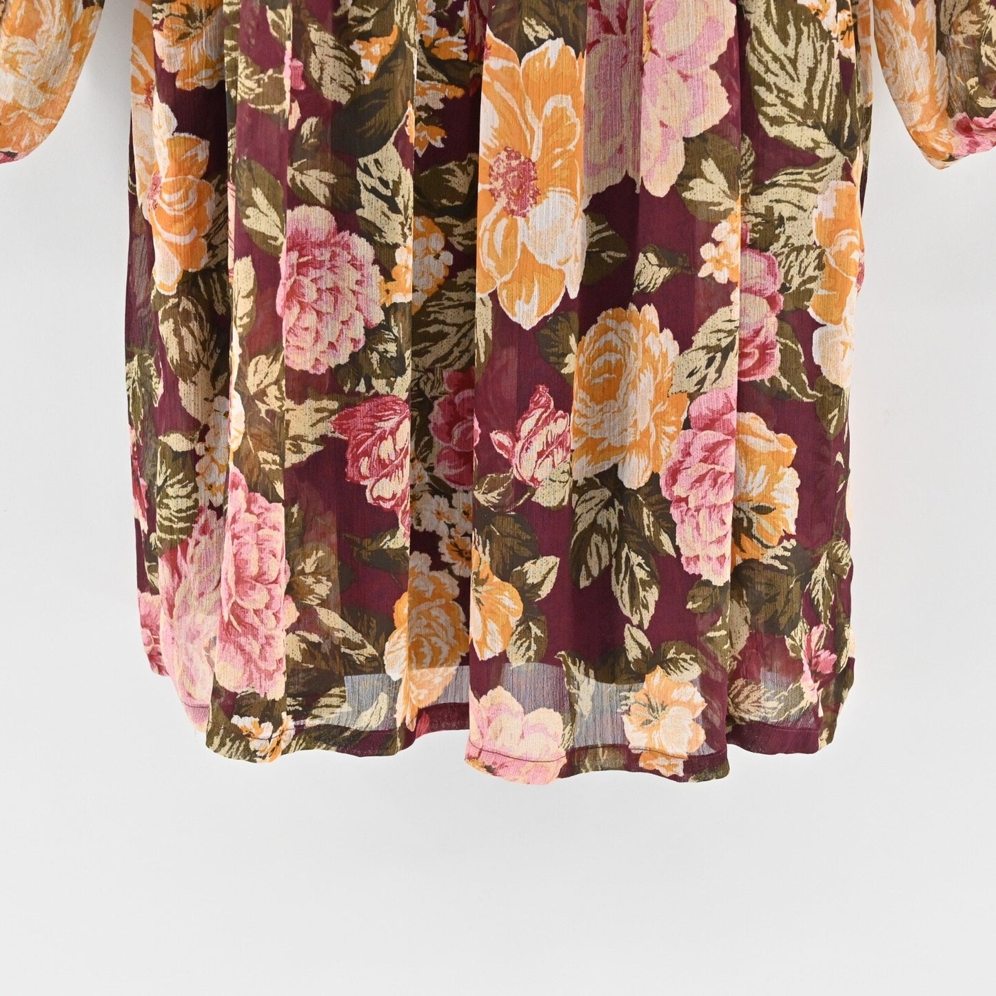 EN CREME Floral Boho Dress Size L Tiered Ruffle Balloon Sleeve Square Neck Retro