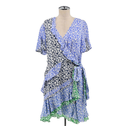 TAYNA TAYLOR Dress Womens Size 8 Bianka Revolve Belted Wrap Floral Ruffle Silk