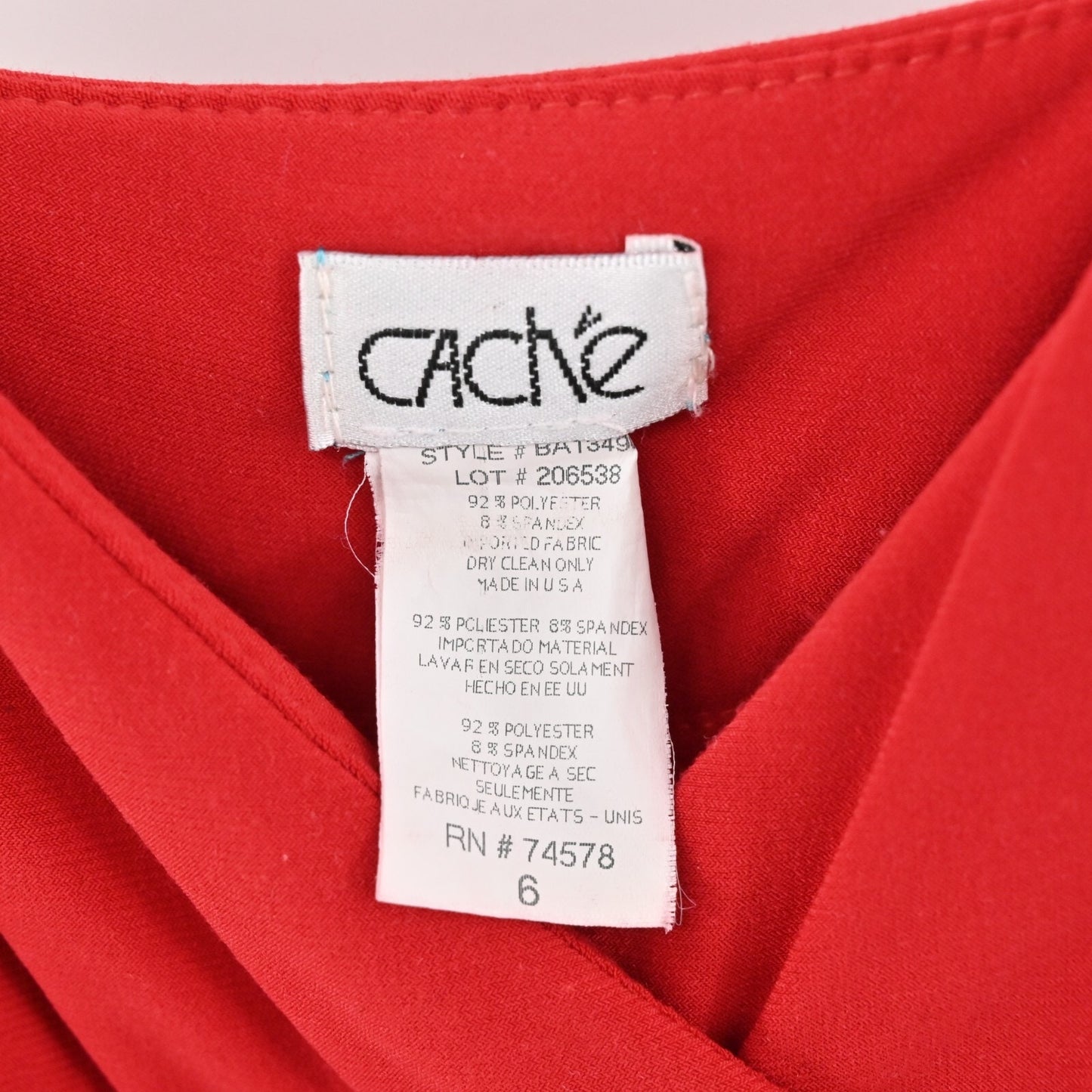 Vtg CACHE Dress Size 6 Red Babydoll Bow Flowy Ruffle Stretch Mini Sleeveless Y2k