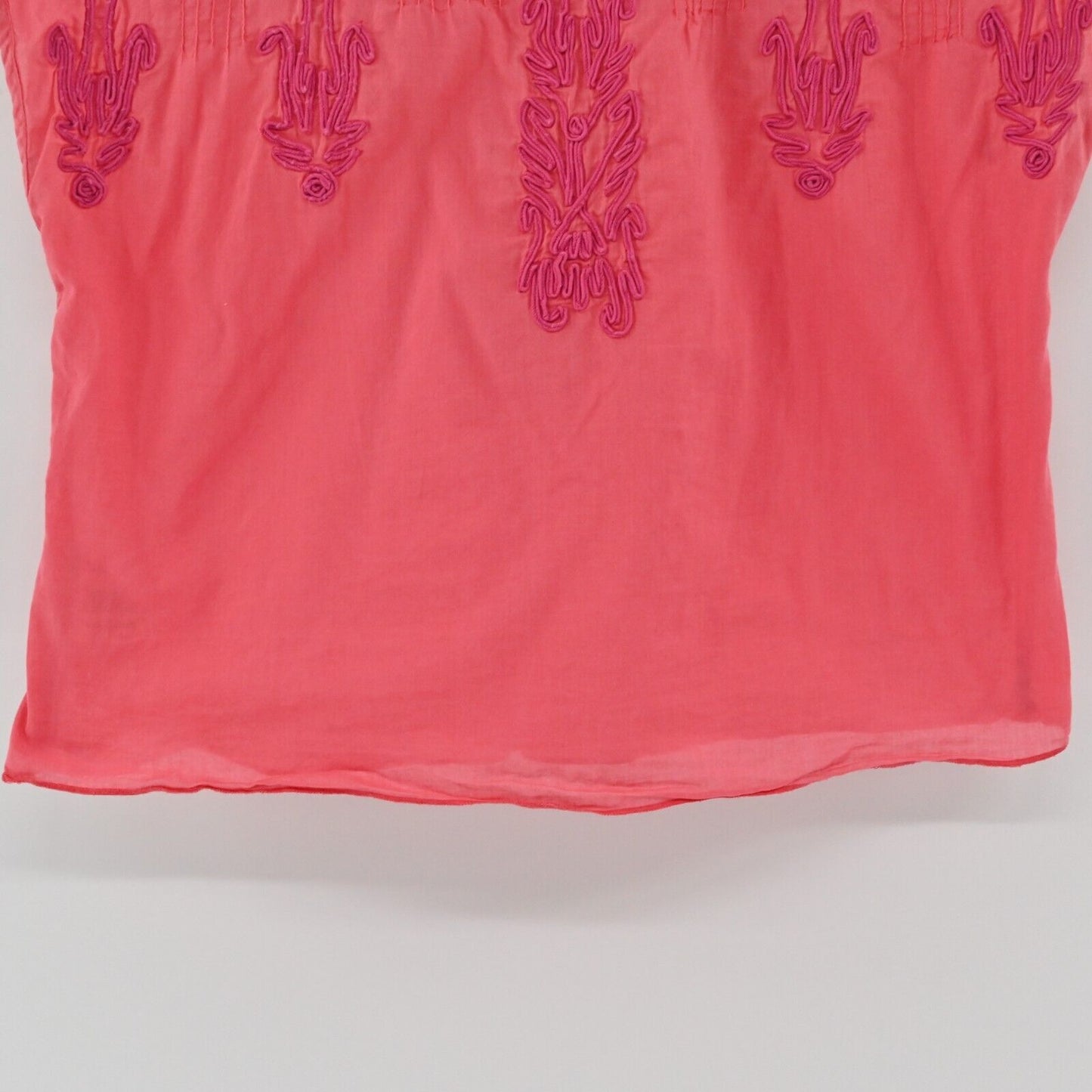 FREE PEOPLE Top Womens Size S Pink Lightweight Embroidered Detail Boho Blouse