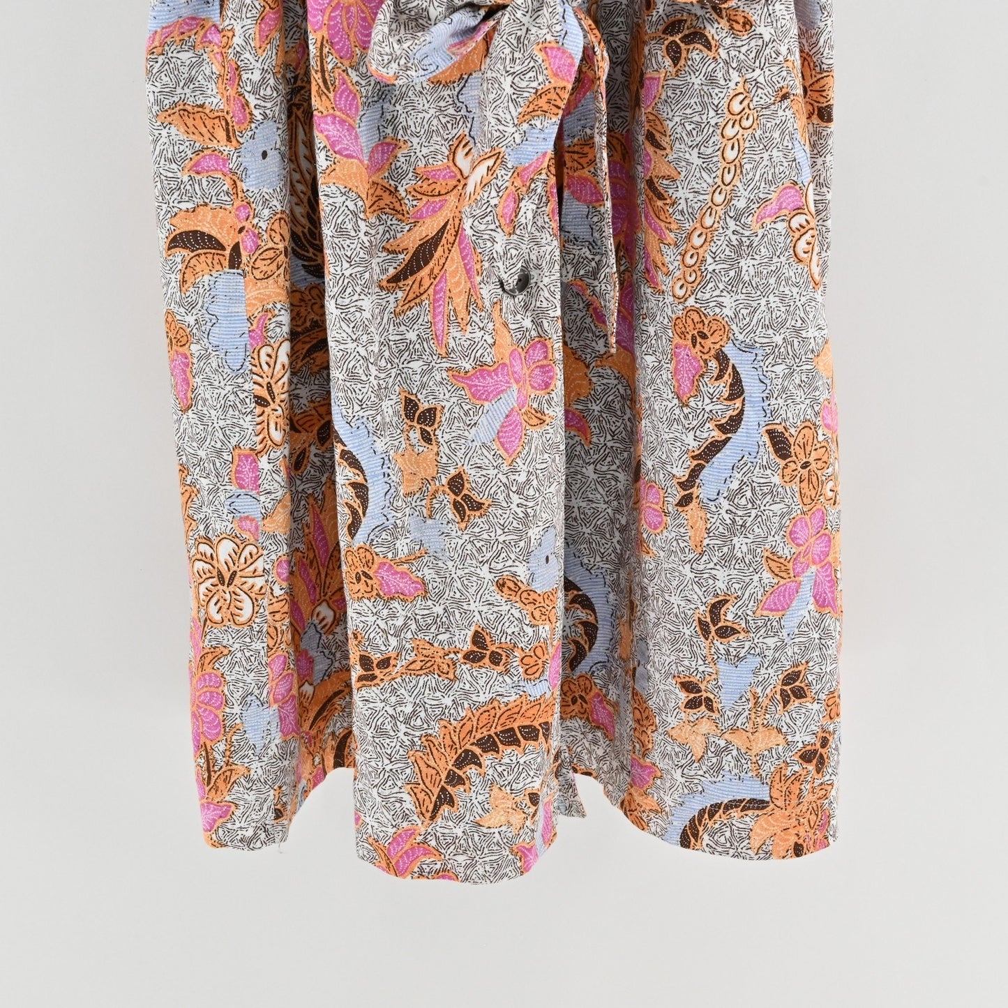 INC Floral Print Belted Midi Dress Size XXL Linen Paisley Duster Lined Boho Puff