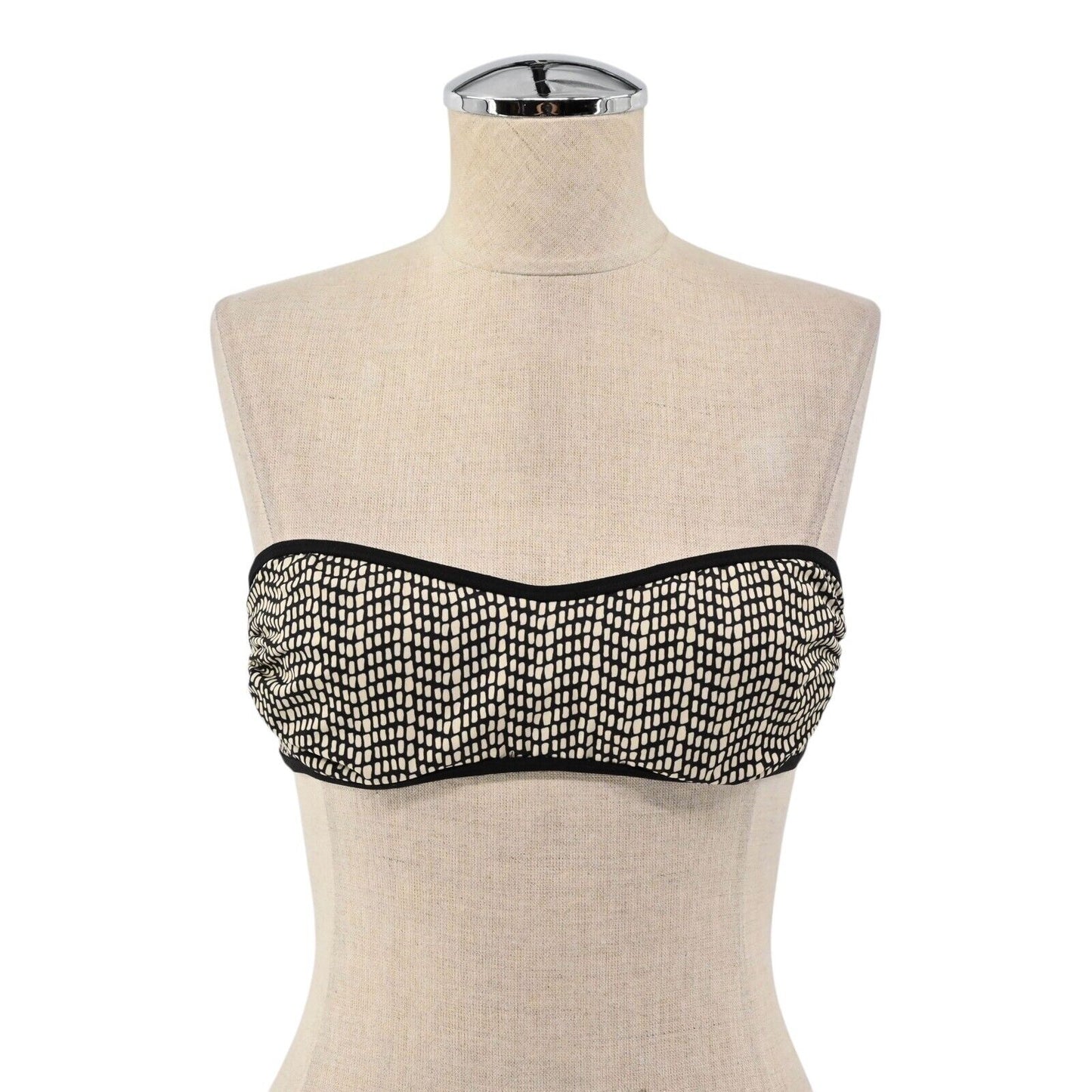 MALIZIA LA PERLA Swimsuit Top Womens Size 6 Black Cream Dot Strapless Bandeau