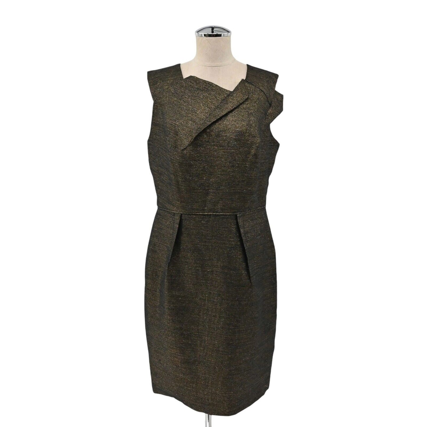 W118 by WALTER BAKER Dress Sz L Black Gold Metallic Sleeveless Lucy Sheath NEW