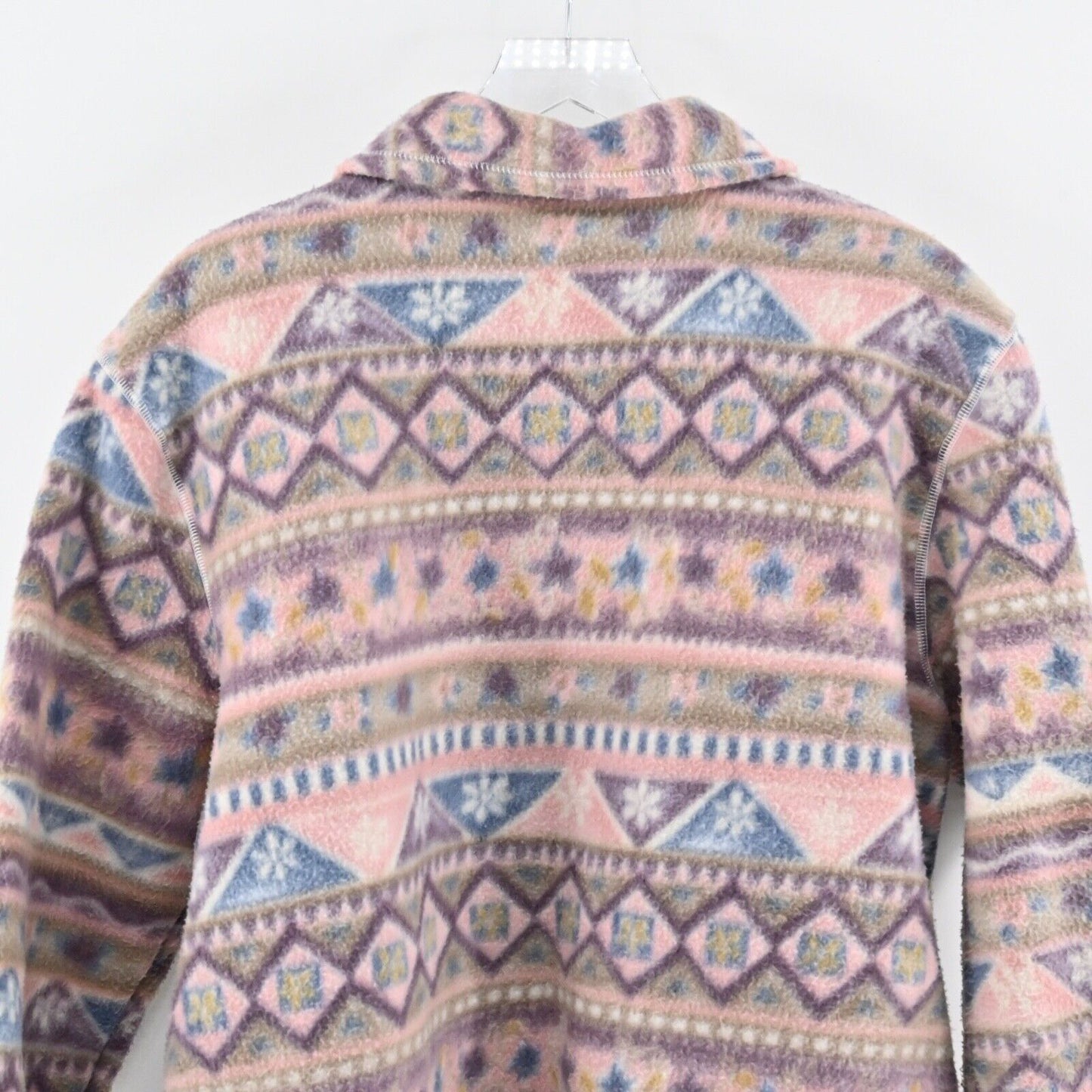 Vtg ALFRED DUNNER Jacket Womens Size L Pink Fair Isle Fleece Button Shacket 90s