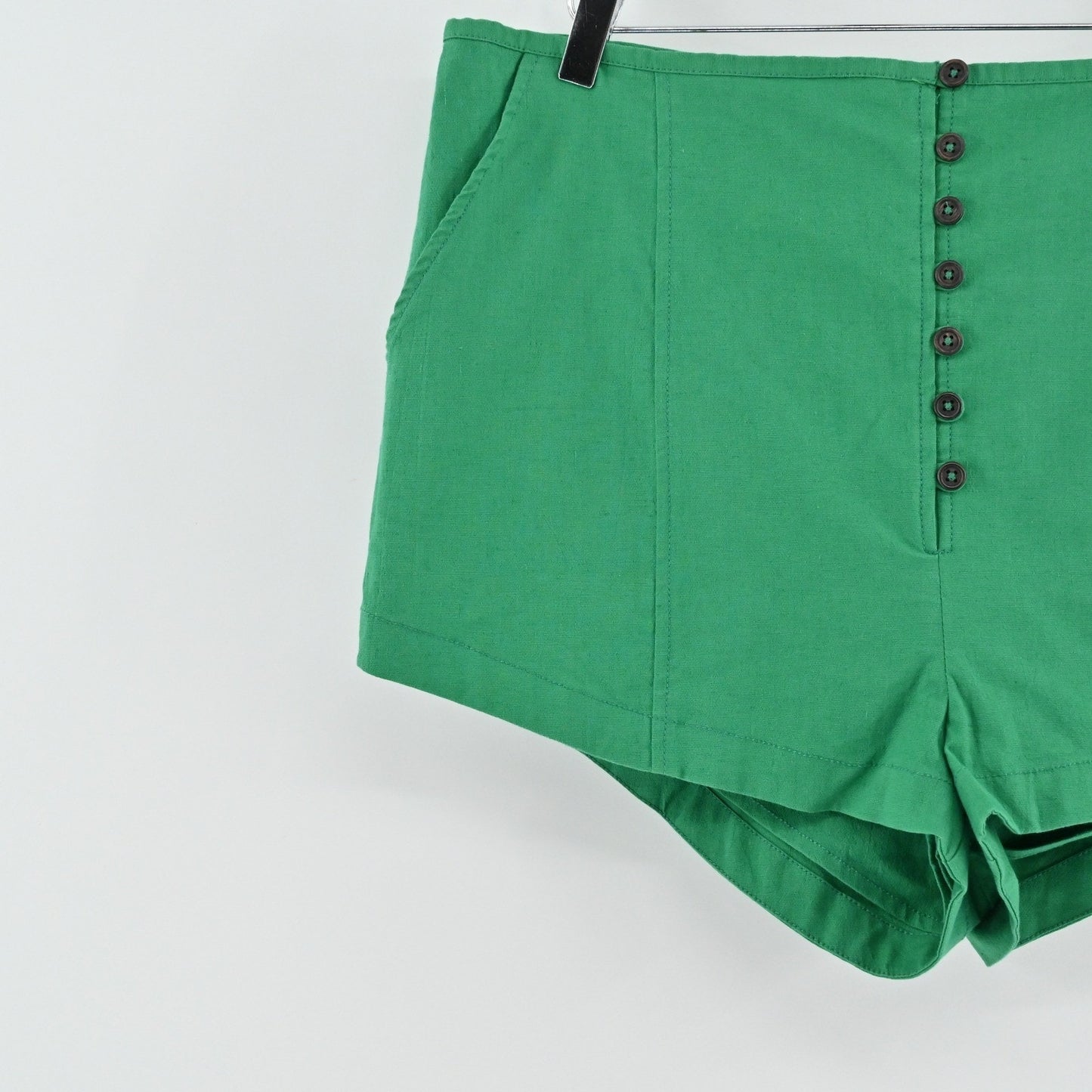 Free People Womens Tabea Shorts Size XL Green Hot Pants Button Boho Festival