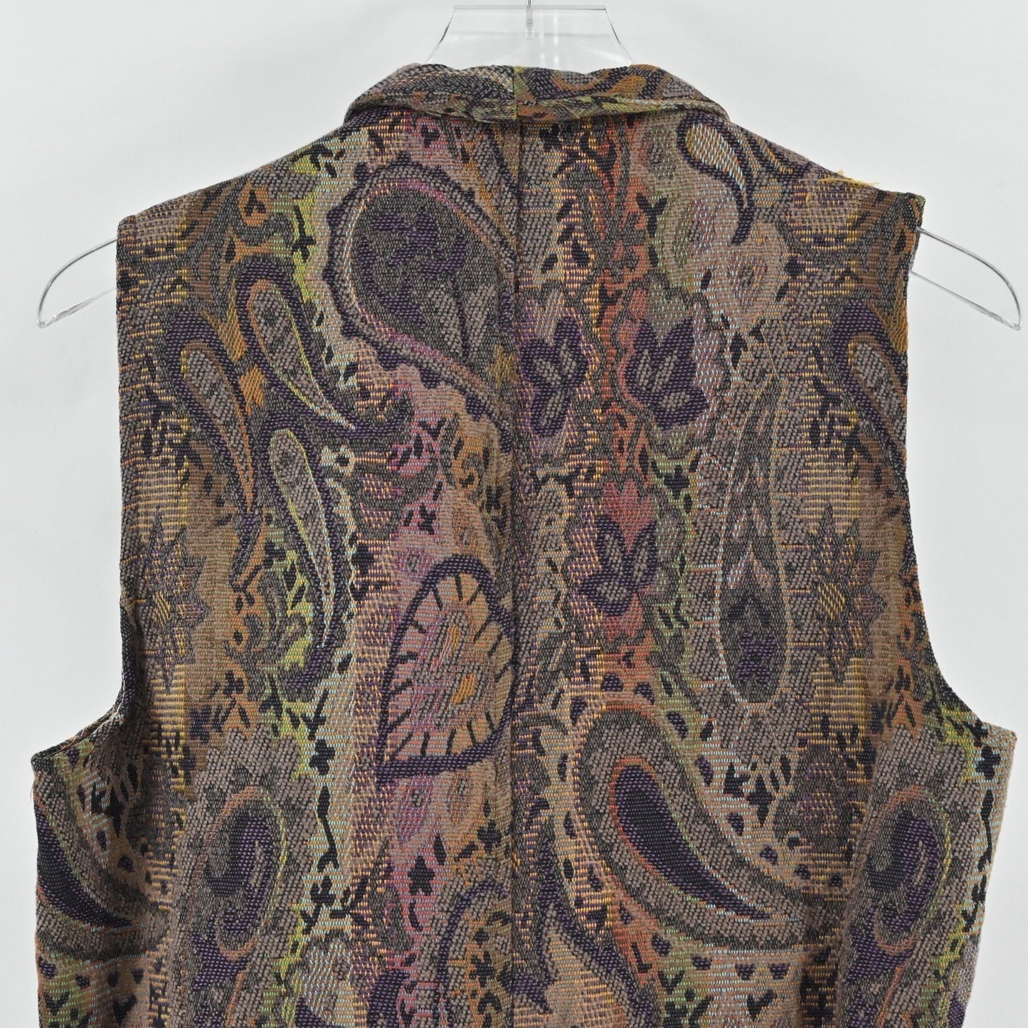 Vtg Womens Floral Tapestry Vest Womens Size L Paisley Waistcoat Academia Preppy