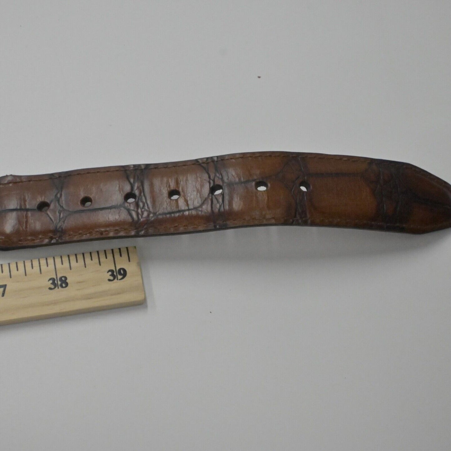 Vtg PGA TOUR Belt Mens Sz 38 Brown Braided Top Grain Leather Silver Logo Buckle