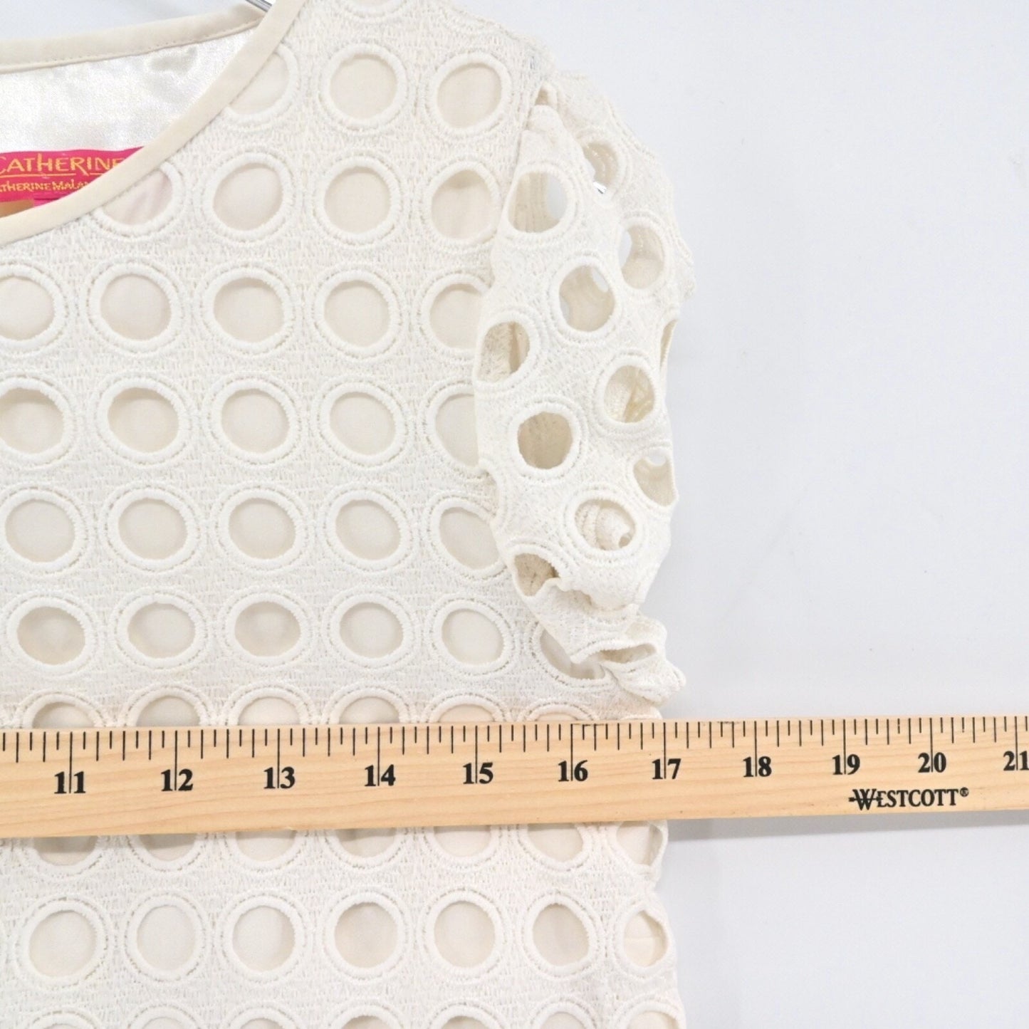 Catherine Malandrino Courtney Dress Size 0 White Eyelet Summer Shift Minimalist