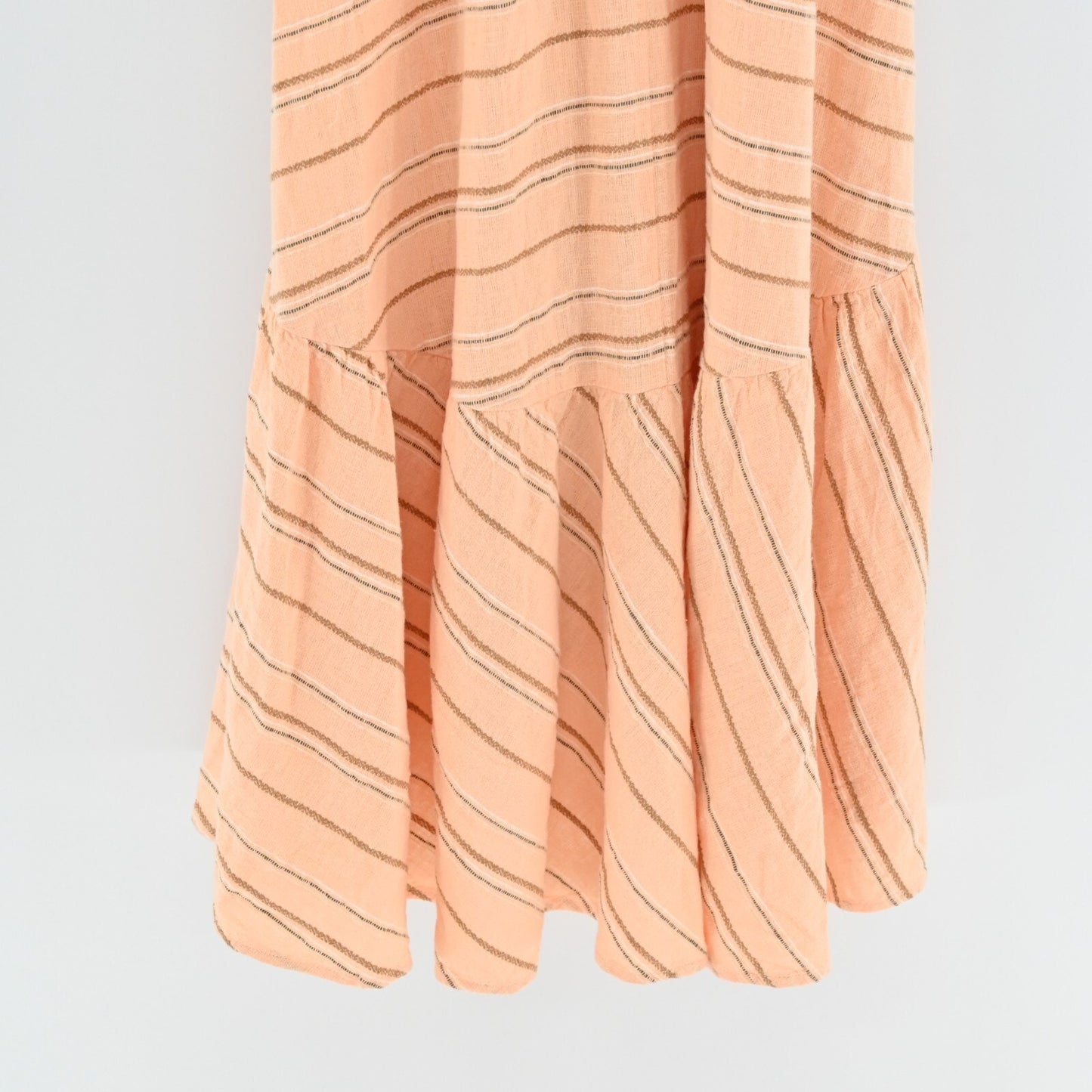 CALVIN KLEIN Dress Sz 2 Orange Linen Cotton Striped Belted Maxi V Neck Vacation