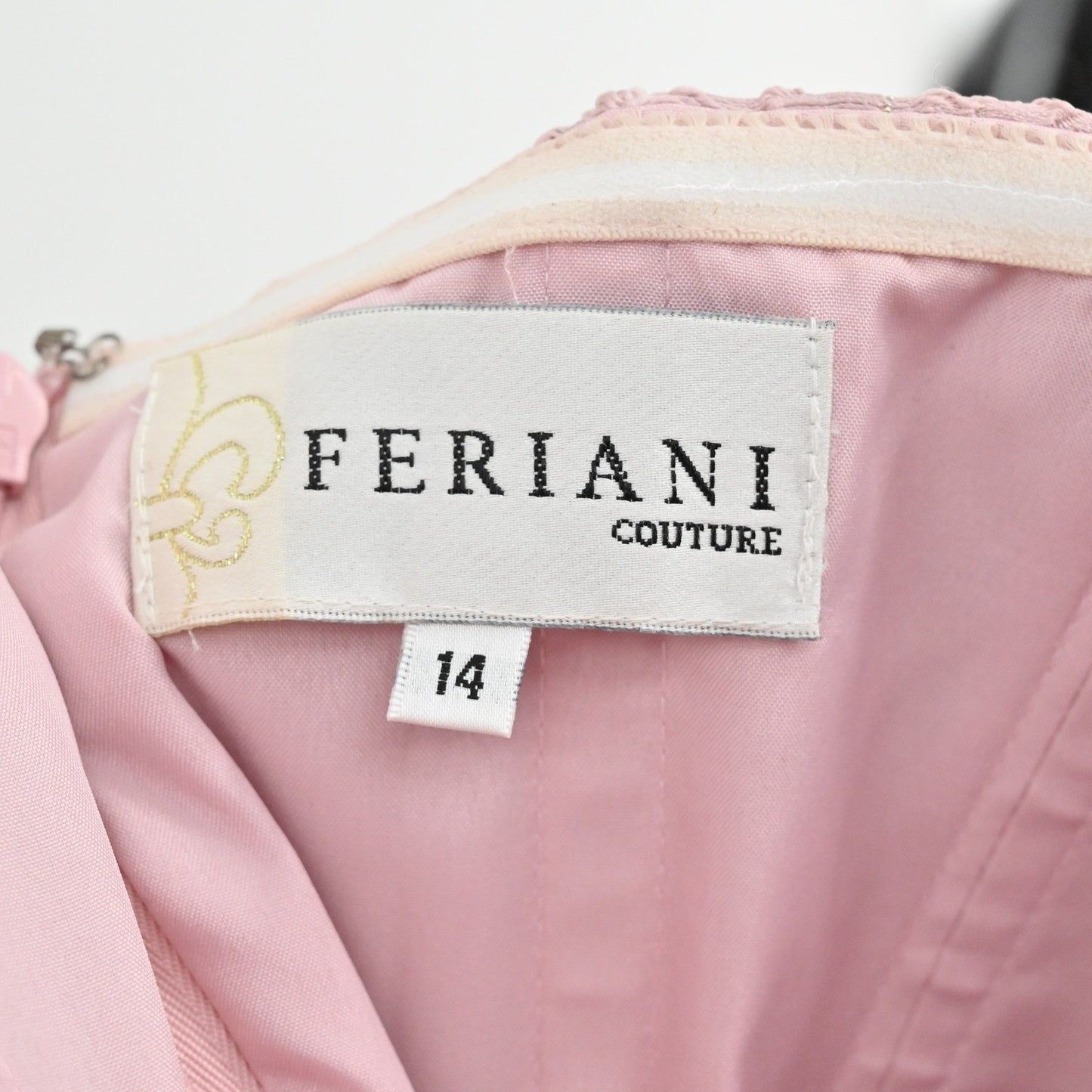 Feriani Couture Strapless Bow Ornate Evening Dress Size 14 Mauve 18878 Jacquard