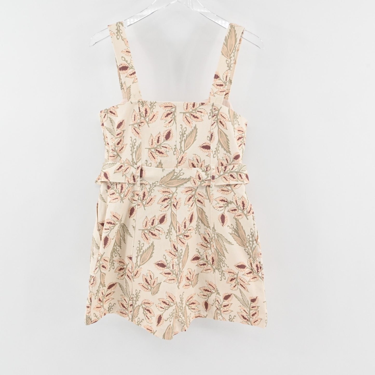 INTERMIX Womens Stefania Romper Size 12 Floral Print Belted Sleeveless Cream