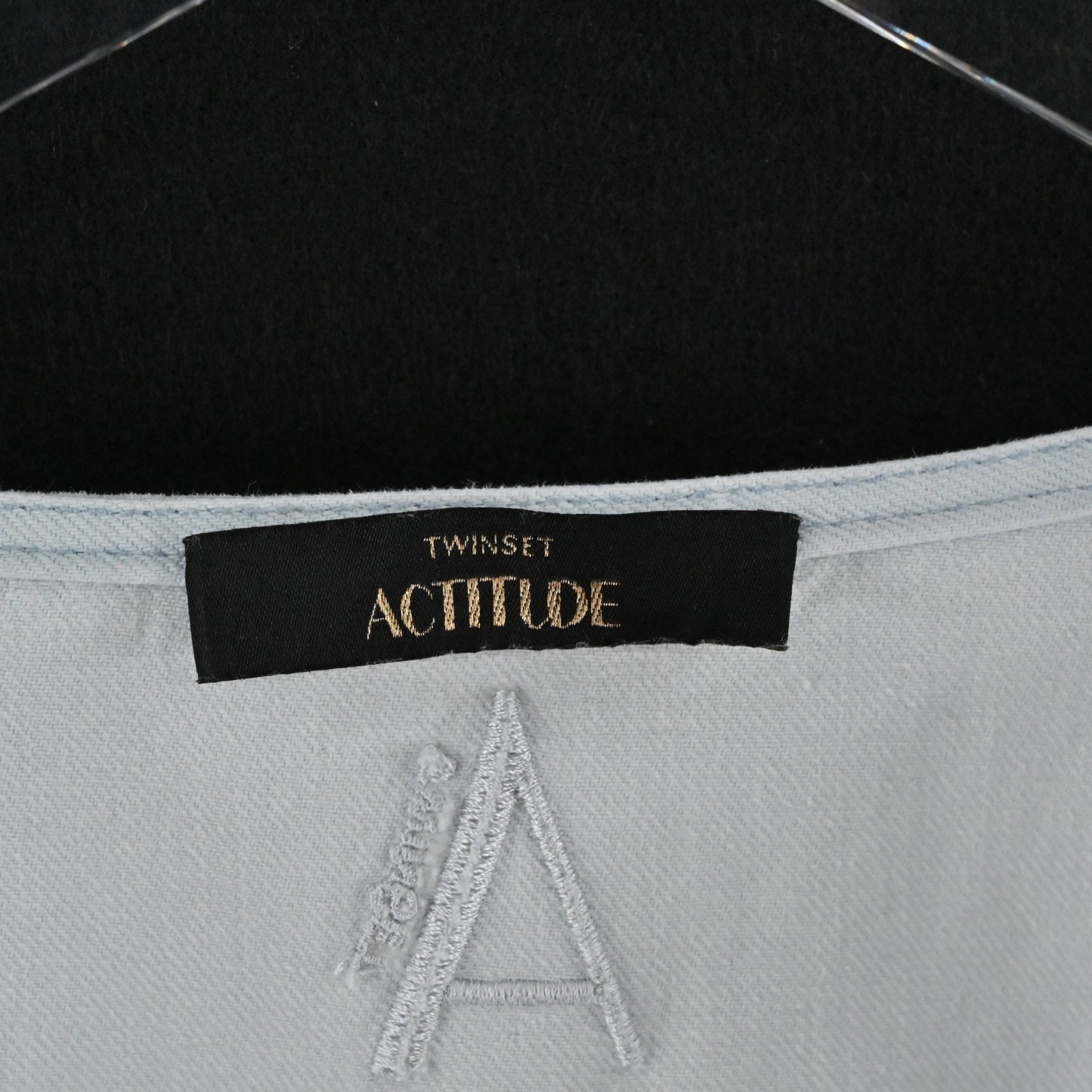 Twinset Actitude Denim Dress Frayed Sleeves Size S Blue Babydoll Ruffle Casual