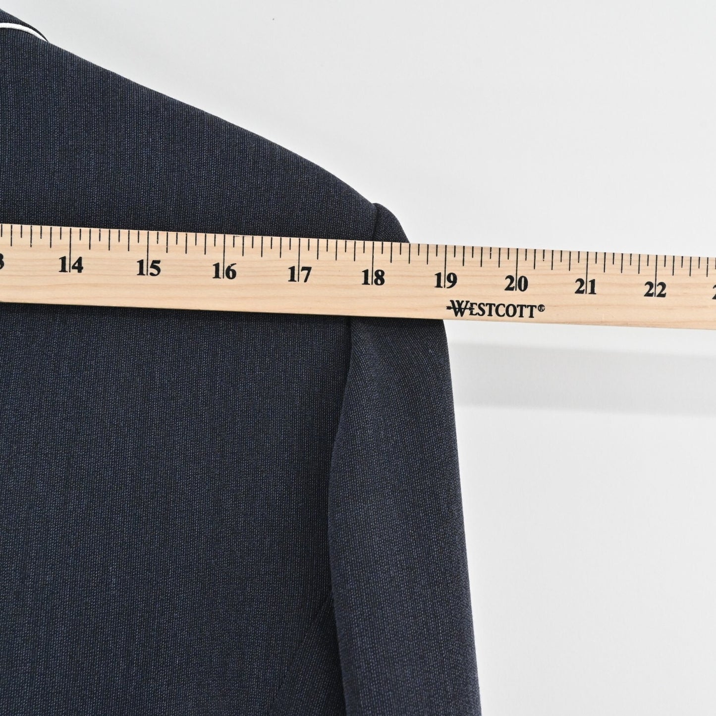 Vtg ALBERT NIPON Skirt Suit Set Womens Size 16 Blazer Pencil Navy White Piping