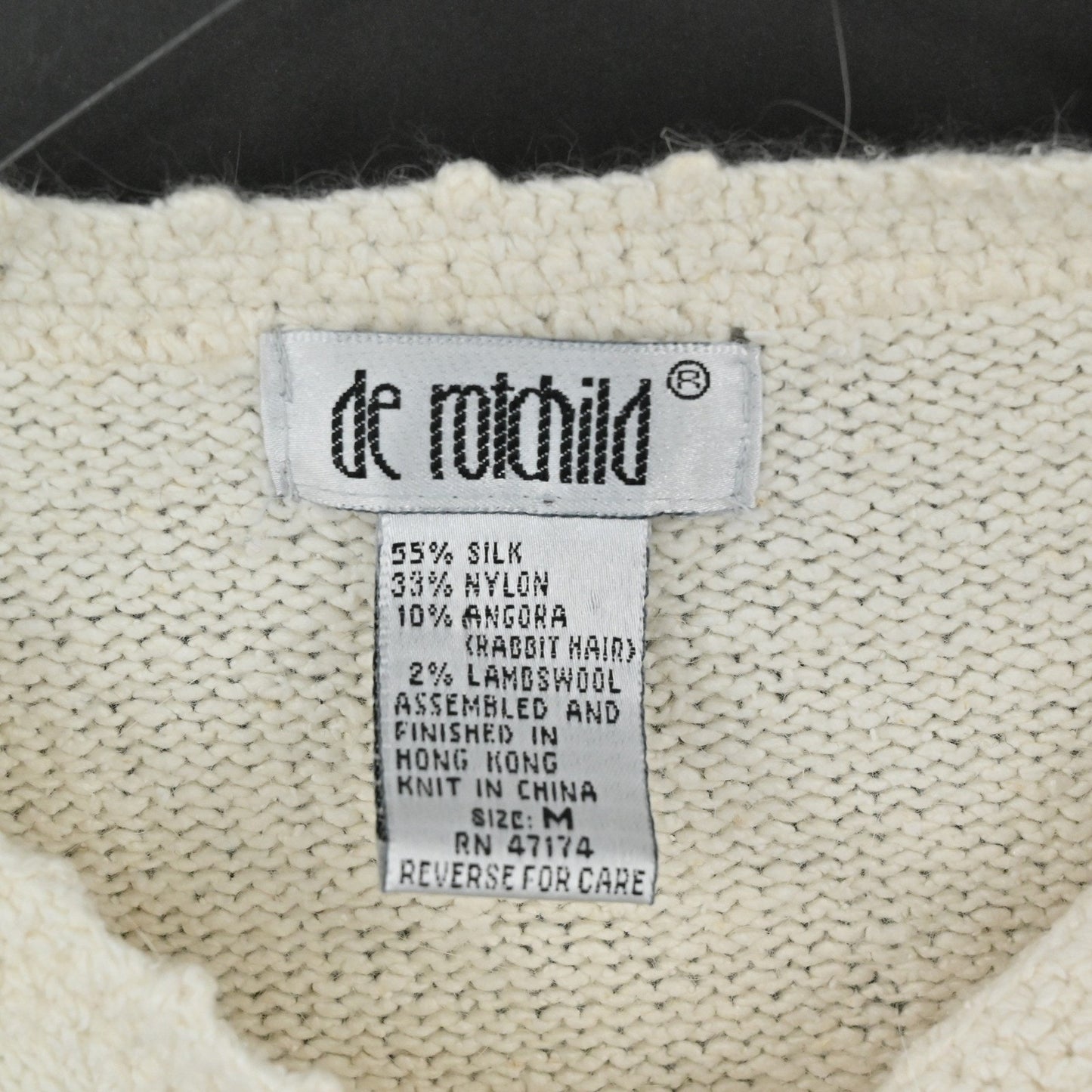 Vtg Granny Core Silk Angora Embroidered Sweater Size L Lambswool Floral Pearl
