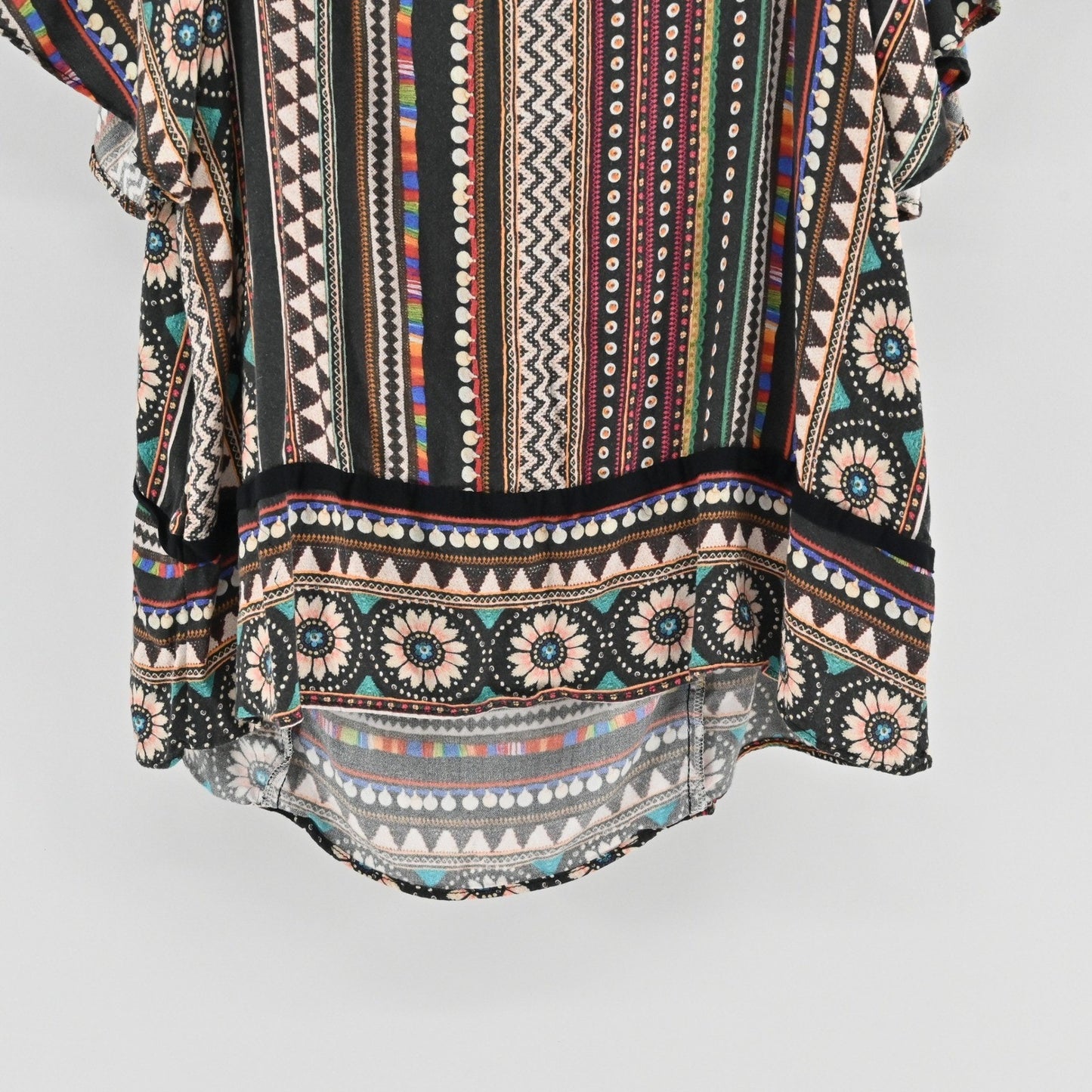 Anthropologie Farm Rio Nicolasa Blouse Size L Flutter Sleeve Boho Butterfly Top