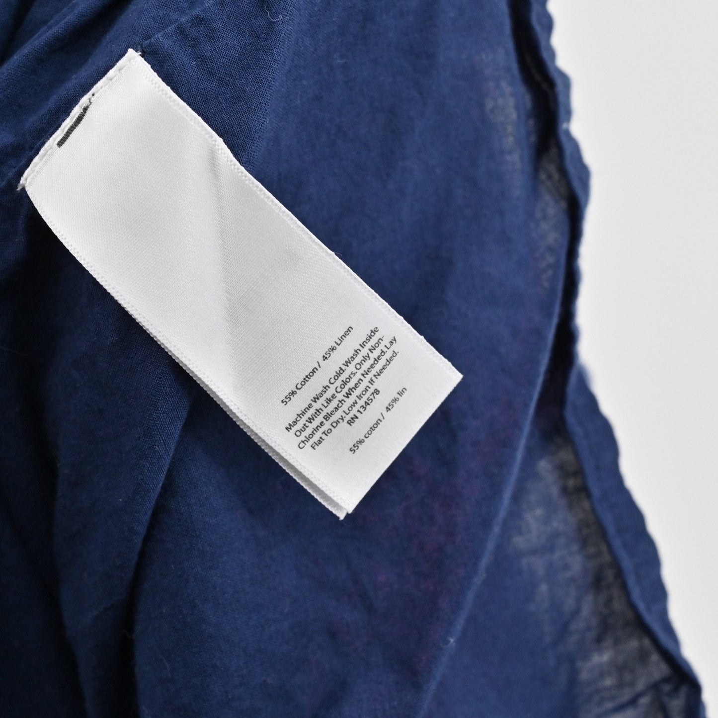 VINEYARD VINES Embroidered Tunic Shift Dress Size 6 Navy Blue Cotton Linen Boho