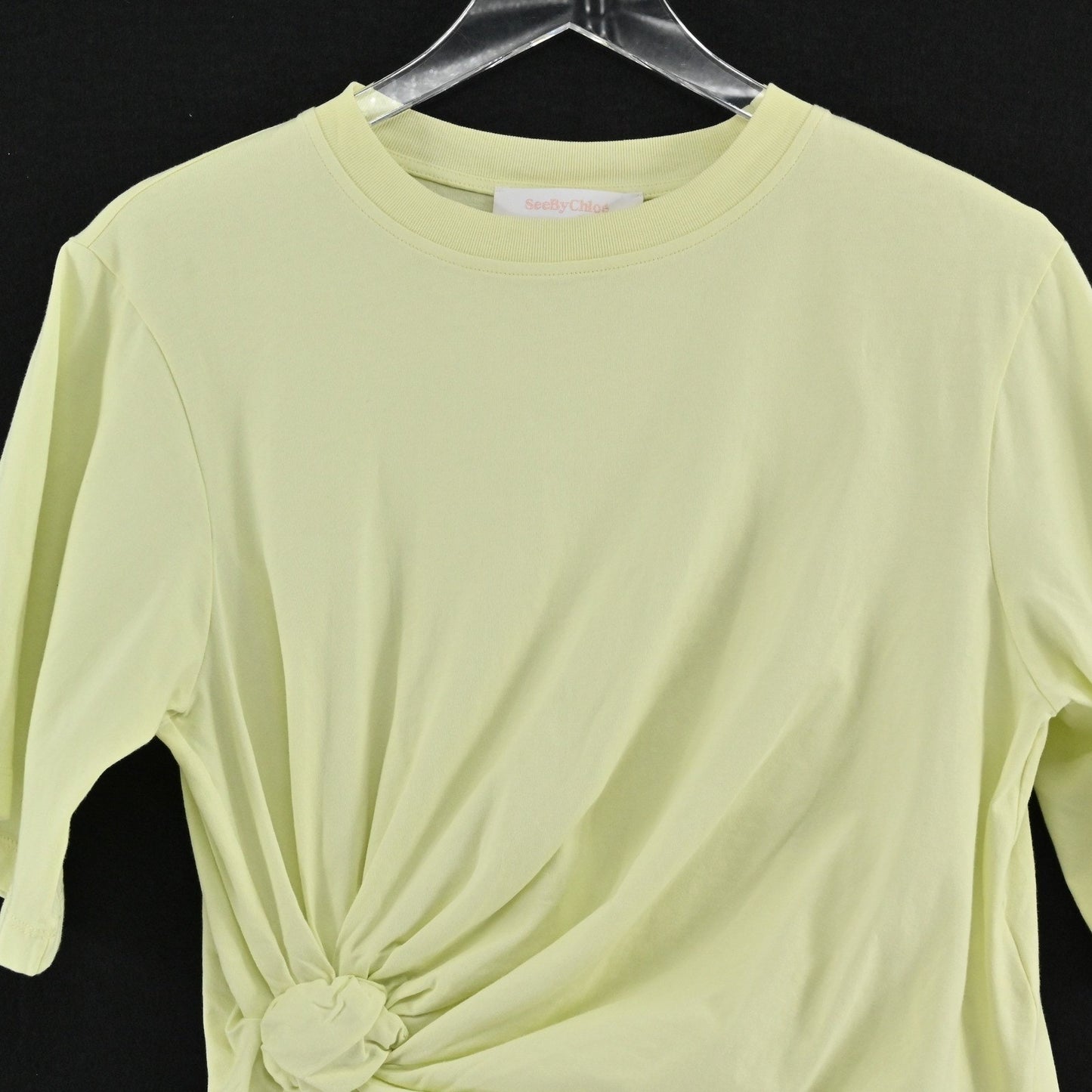 See By Chloe Womens Knot Front Top Size L Young Green Cotton Modern Effortless
