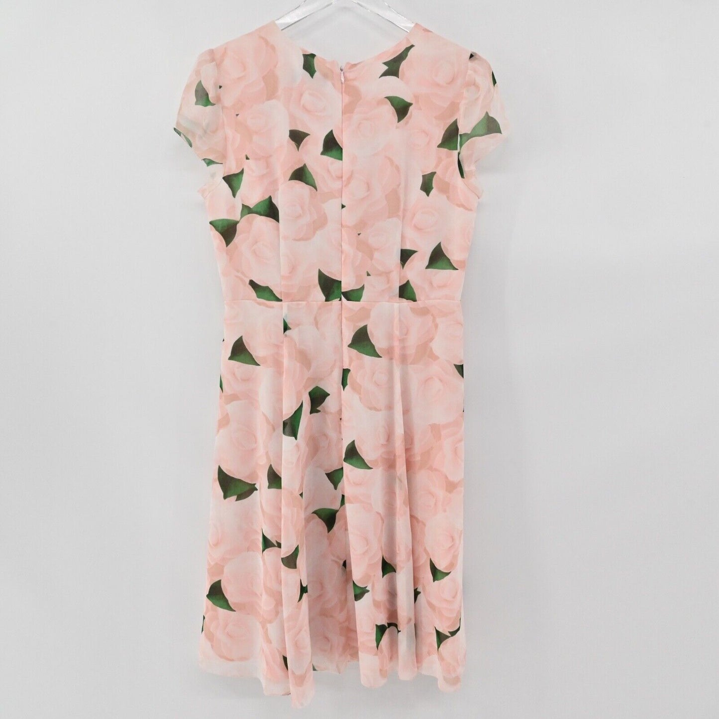 KARL LAGERFELD Dress Womens Size 8 Pink Floral Chiffon Flutter Sleeve Faux Wrap