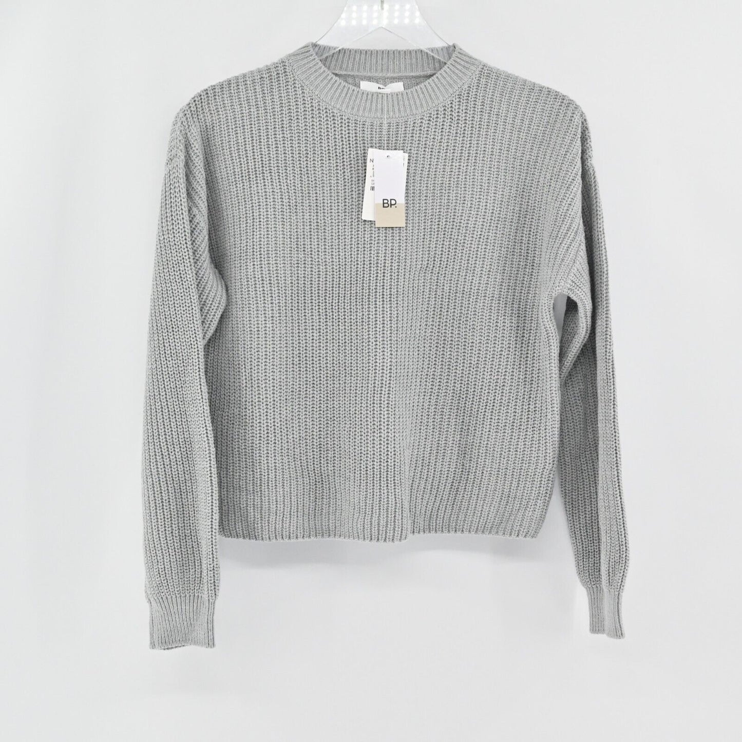 BP Sweater Womens Size XS Ribbed Crop Crewneck Grey Heather Cozy Nordstrom NEW