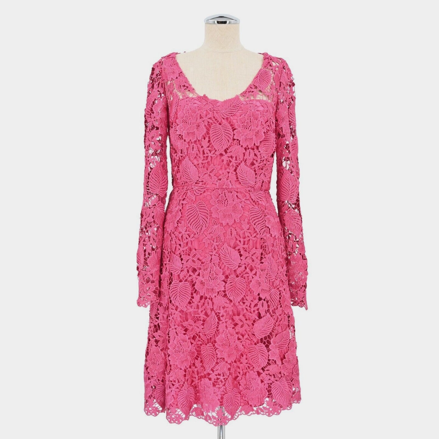 MIKAEL AGHAL Womens Pink Lace Dress Sz 4 Cut Out Coquette Crochet Cocktail Retro