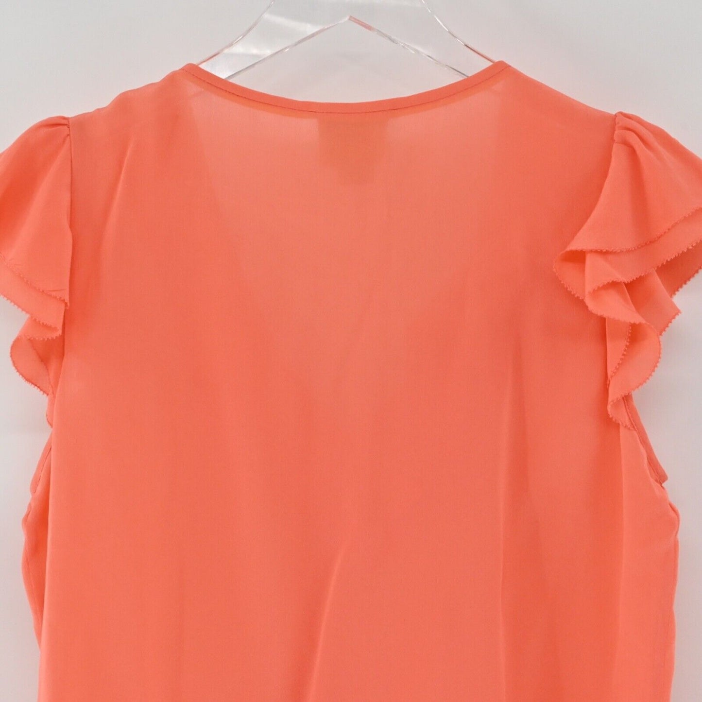 ANTHROPOLOGIE Top Womens Sz 2 MAEVE Orange 100% Silk Dipped Chroma Ruffle Blouse