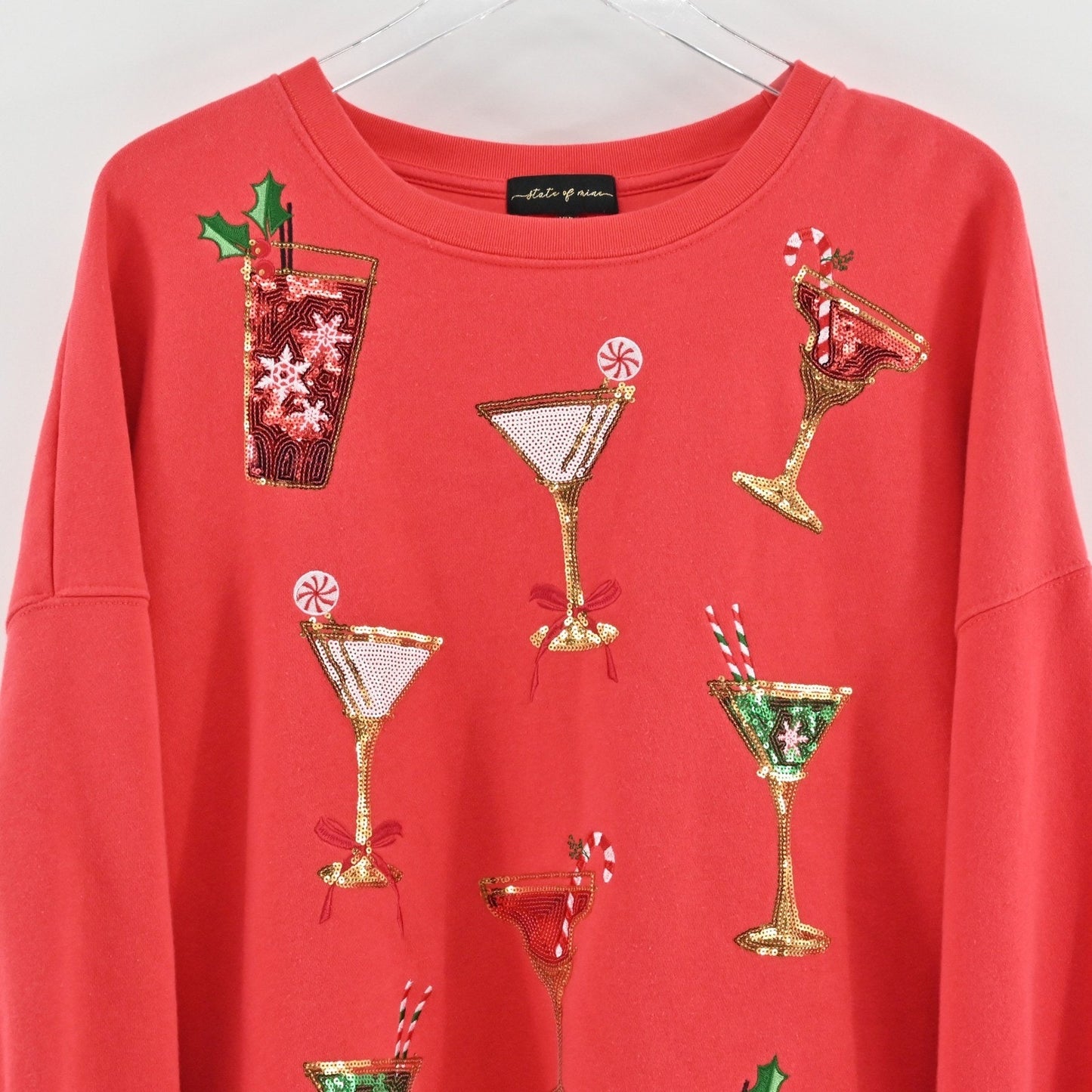 State of Mine Womens Cocktail Sequin Sweatshirt Size XXL Christmas Holiday Party