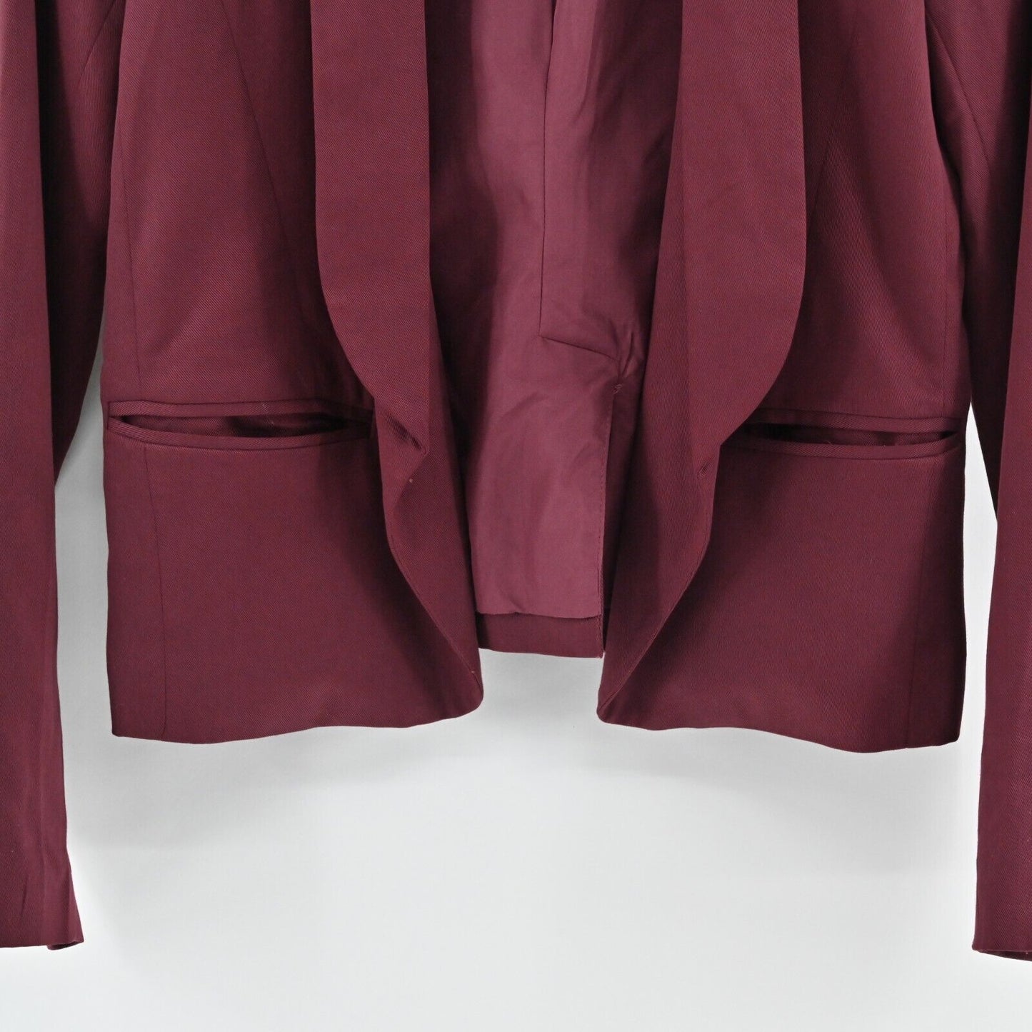 LOFT Blazer Womens Sz XS Burgundy Open Front Shawl Collar Jacket Corpcore Maroon