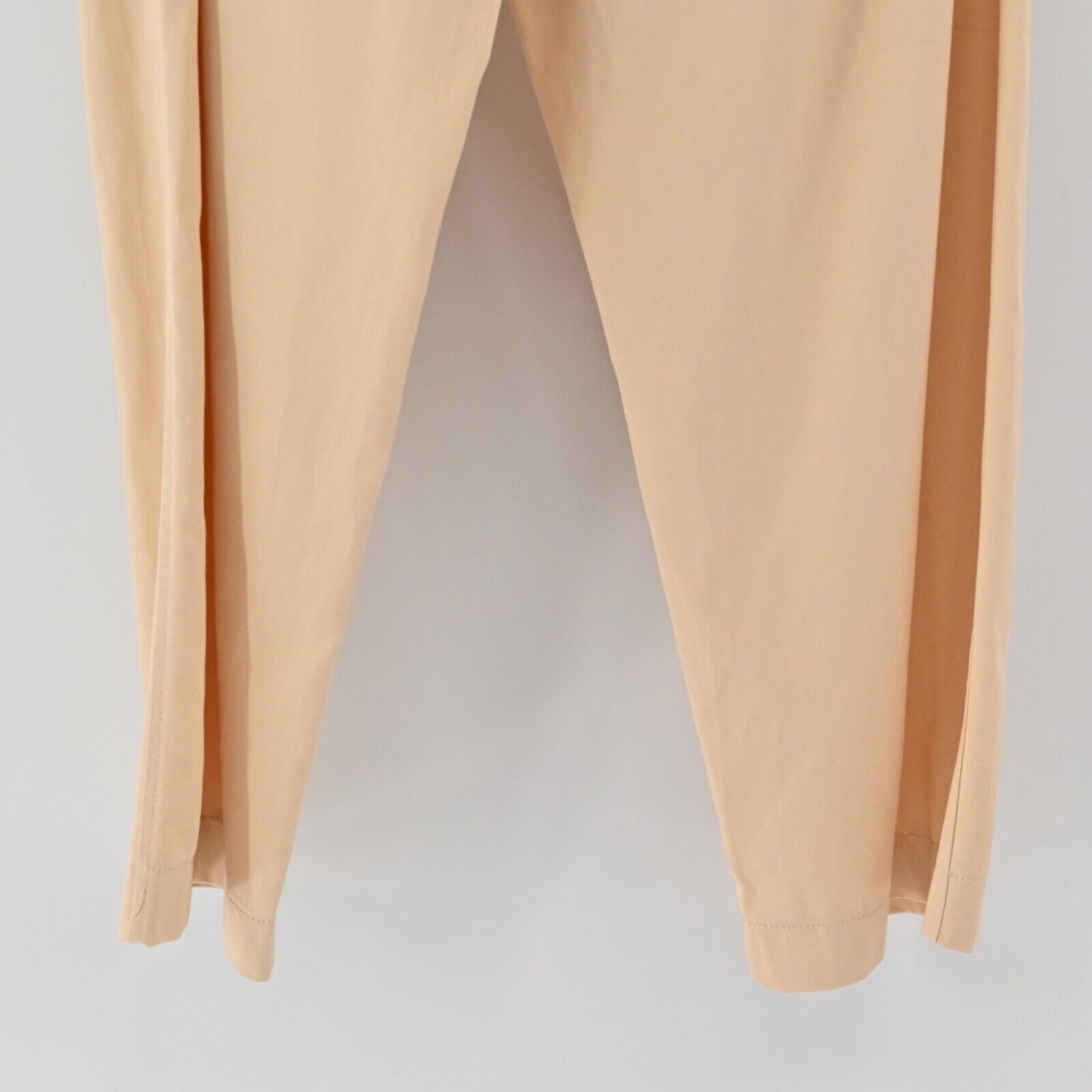 ZARA Pants Womens Sz XL Peach Cotton Blend High Rise Paperbag Braided Belt NEW