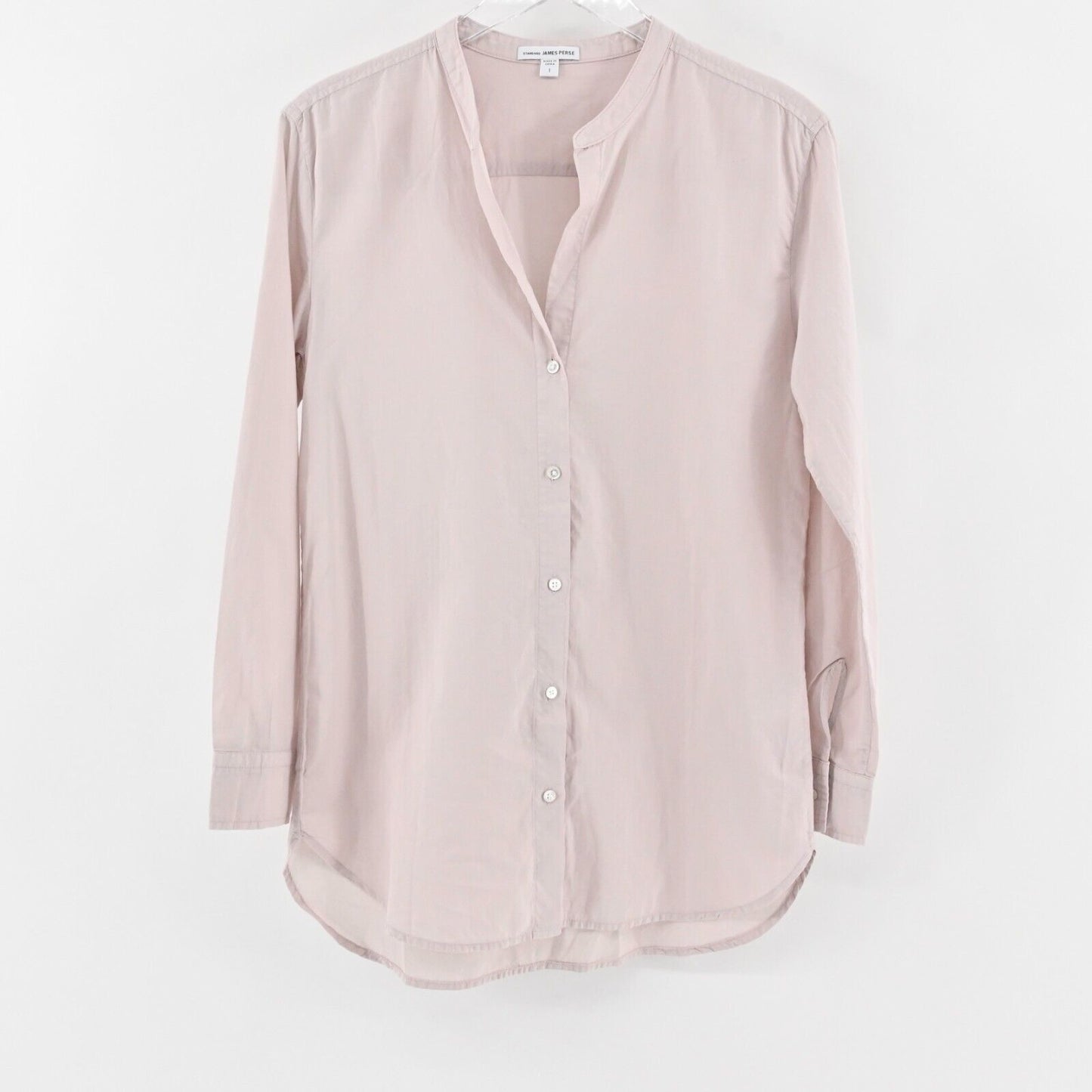 JAMES PERSE Top Womens Size 1 S Blouse Standard Blush Button Front Cotton Tunic