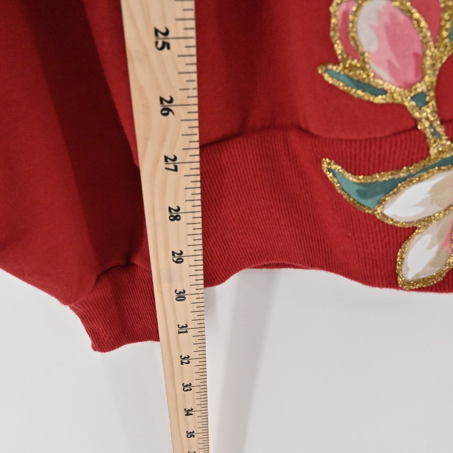 Jerzees Womens Puff Paint Sweatshirt Size XL Grandmacore Red Maglolias Cardigan