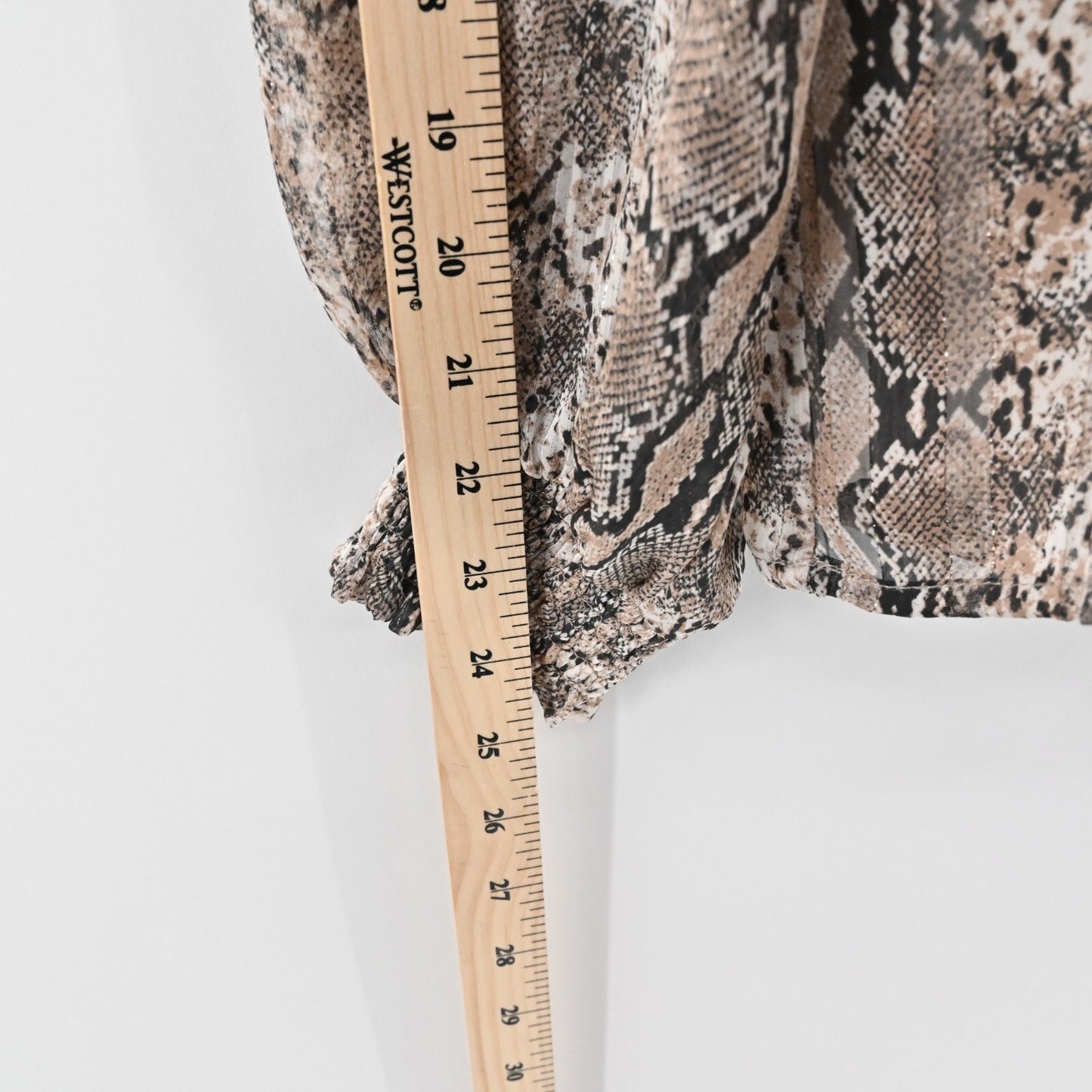 JOIE Smocked Top Womens Size XS Snakeskin Print Mock Neck Chiffon Relaxed Blouse