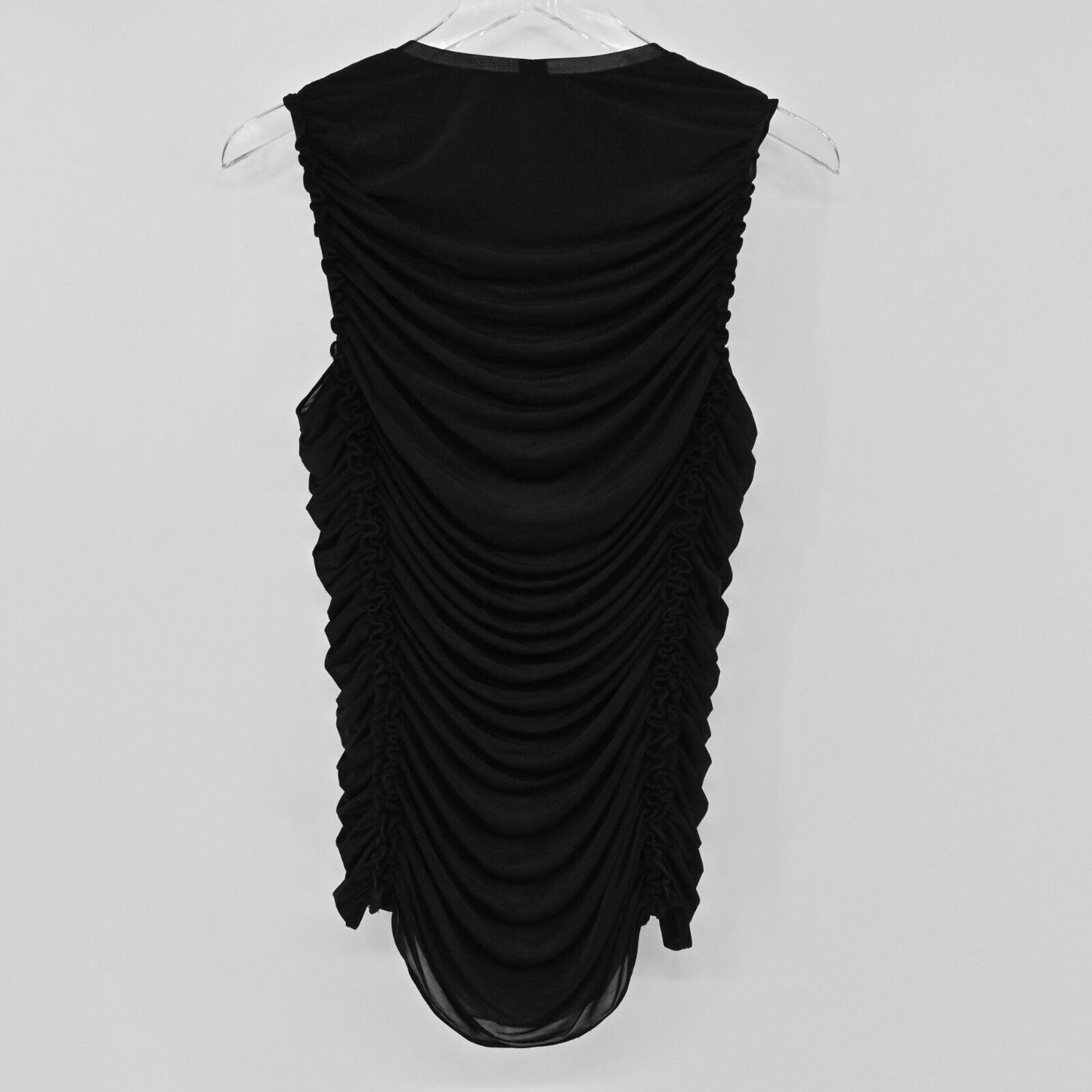 KOBI HALPERIN Top Womens Size M Sariyah Shirred Sleeveless Black Stretch Ruffled