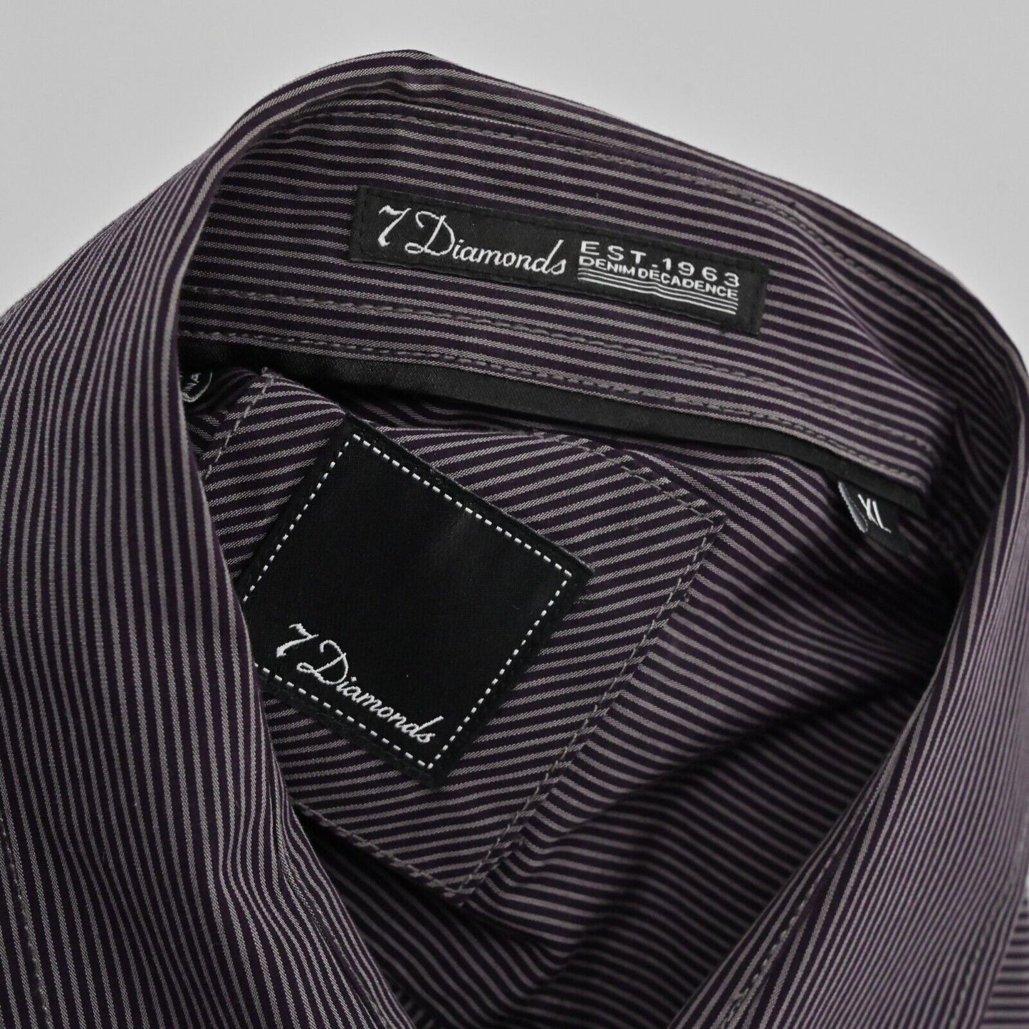 7 DIAMONDS Shirt Mens Sz XL Casual Stripe Long Sleeve Button Down Front Pockets
