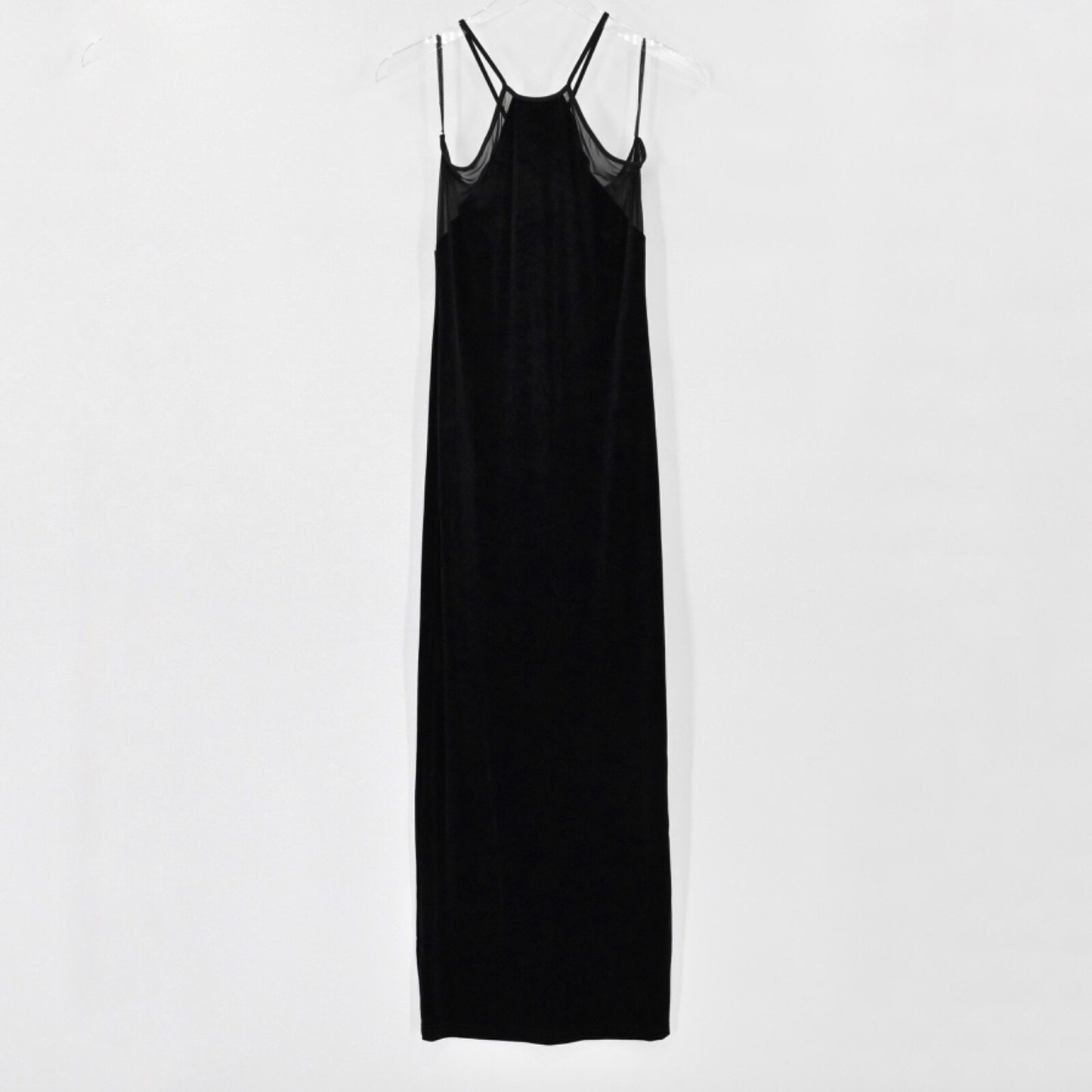 Vtg Y2k Velvet Gown Womens Sz M Black Halter Velour Whimigoth Fairygrunge Dress