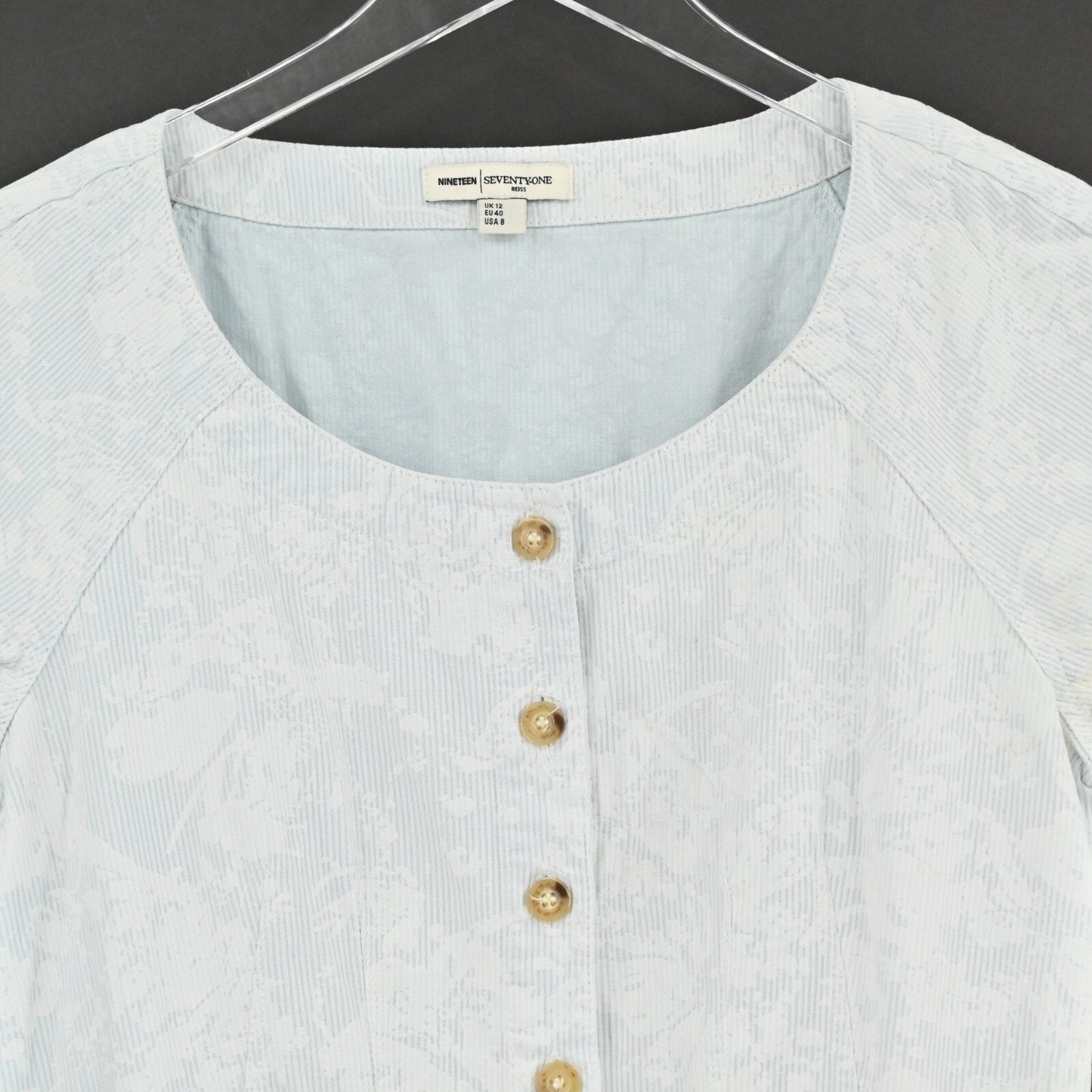 REISS Womens Hickory Stripe Floral Dress Sz 8 Drop Waist Coastal Cowgirl Western