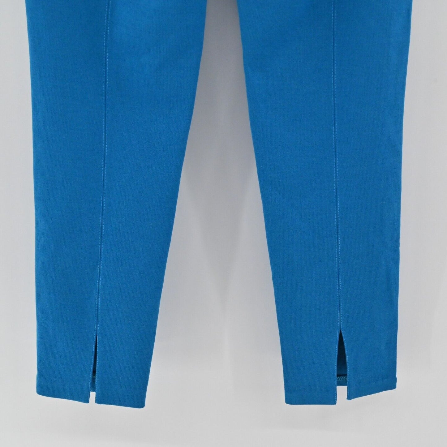 ST JOHN Pants Womens Size 6 Classic Knit Blue Wool Slit Back Straight Trousers