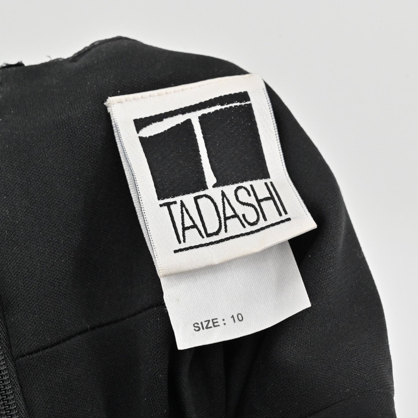 Vtg Y2k Tadashi Bodycon Cocktail Halter Dress Size 10 Black Silk Ruched LBD 90s