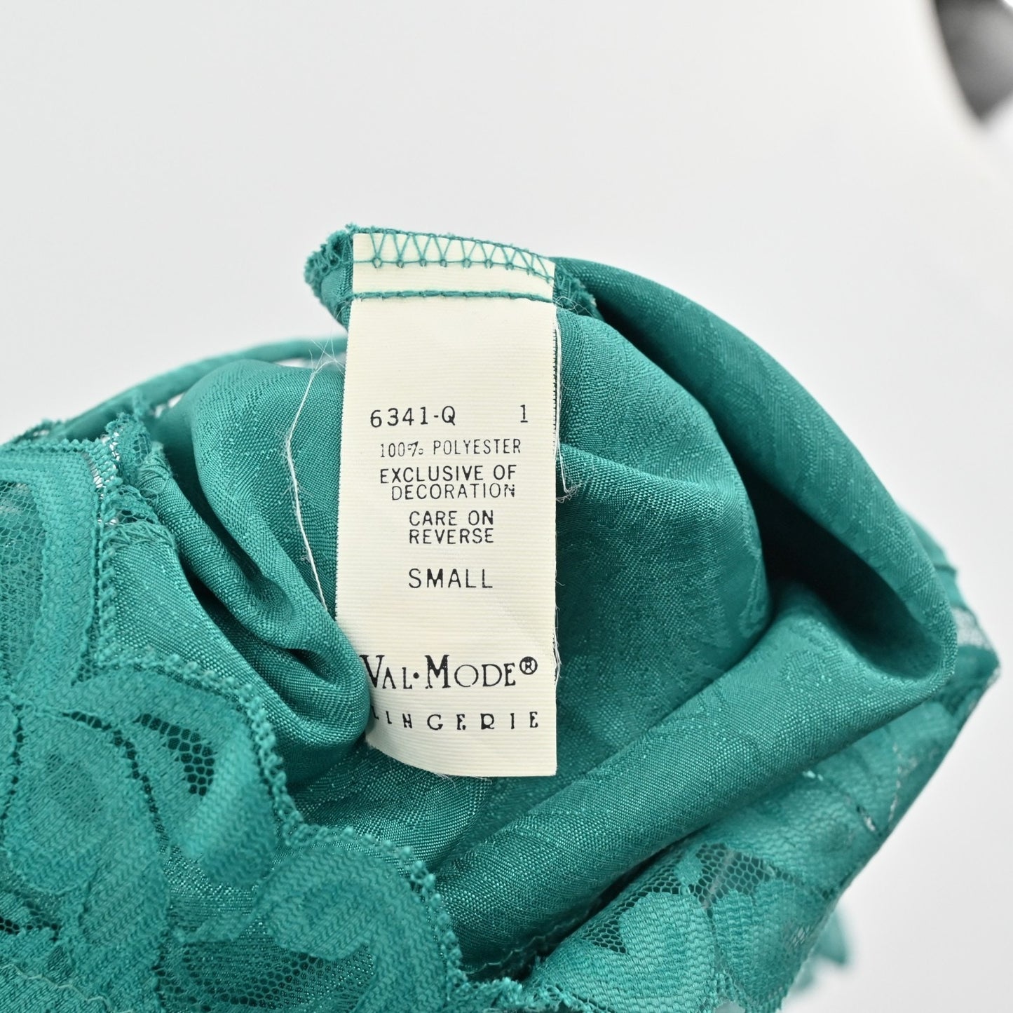 Vtg 80s Slip Dress Womens Sz S Emerald Green Sleeveless Chemise Nightie VAL MODE