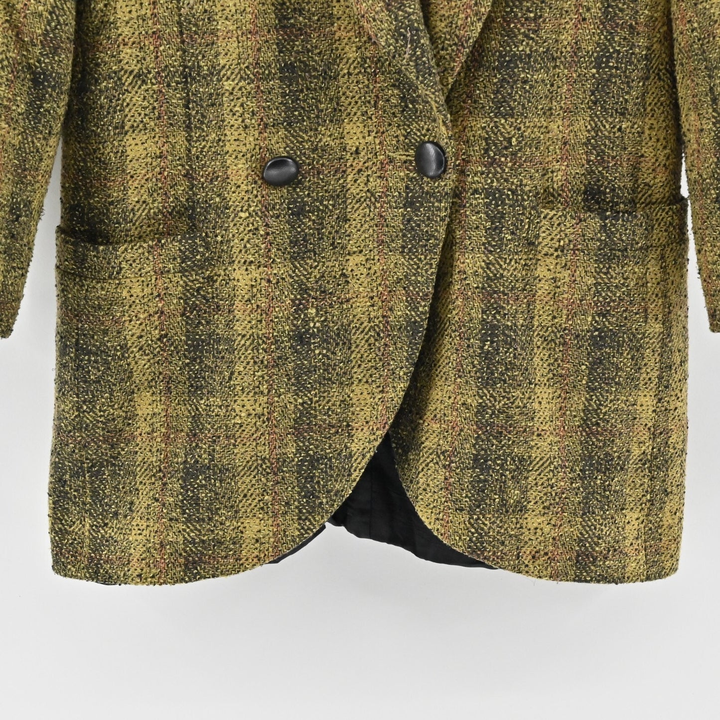 Vtg Blazer Womens Sz 6 Wool Tweed Plaid Double Breasted Long Line Jacket Capsule