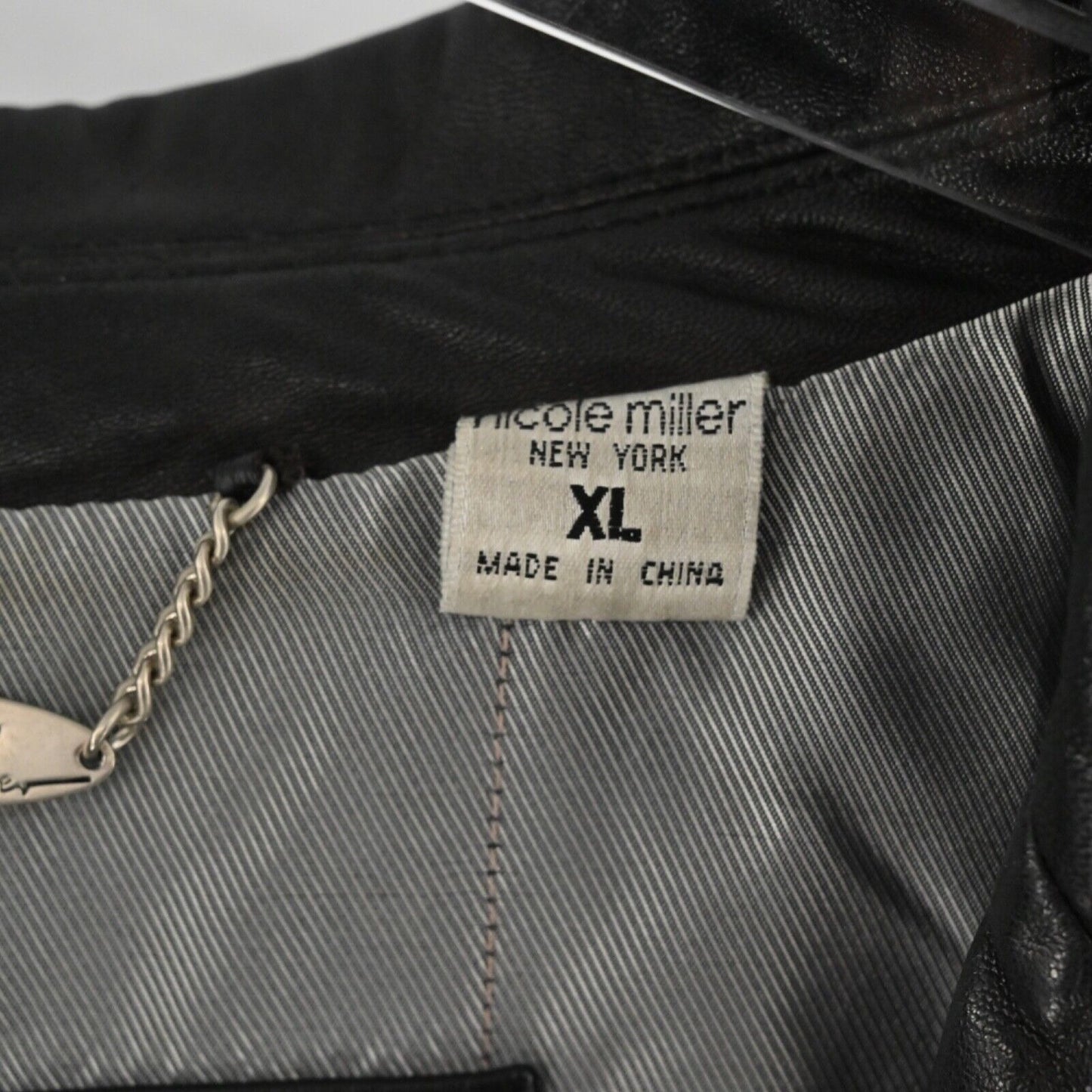 Vtg NICOLE MILLER Leather Jacket Womens Size XL Black Button Front Grunge Y2k